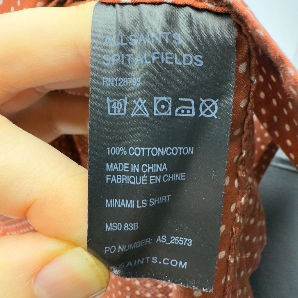Allsaints ALLSAINTS Spitalfields Brown/Red Slim Fit Modern Shirt Sz XS Size US XS / EU 42 / 0 - 6 Thumbnail
