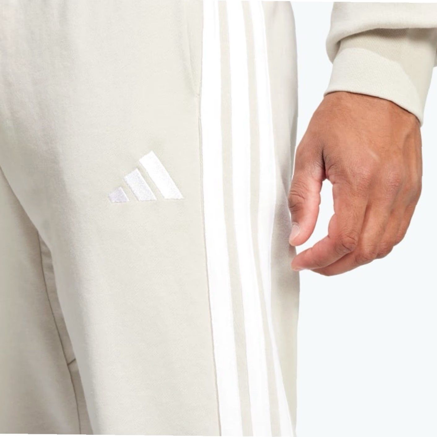 Adidas Adidas Pants Mens 2XL Beige Tan Khaki Tapered Cuff Sweatpant Jogger 3 Stripe Gym Size US 39 - 4 Thumbnail