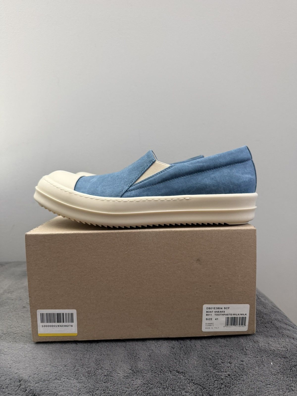 Rick Owens [SAMPLE] SS25 Boat Sneaks Toothpaste Foil Denim Size US 8 / EU 41 - 5 Thumbnail