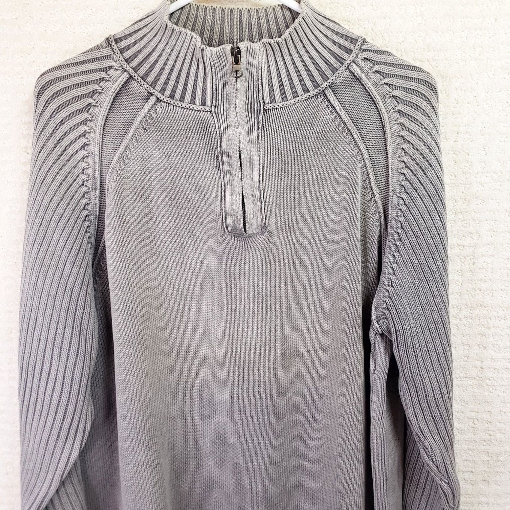Vintage F /X Fusion Sweater 1/4 Zip Gray Long Sleeve Pullover Cotton Blend Large Men Size US L / EU 52-54 / 3 - 2 Thumbnail