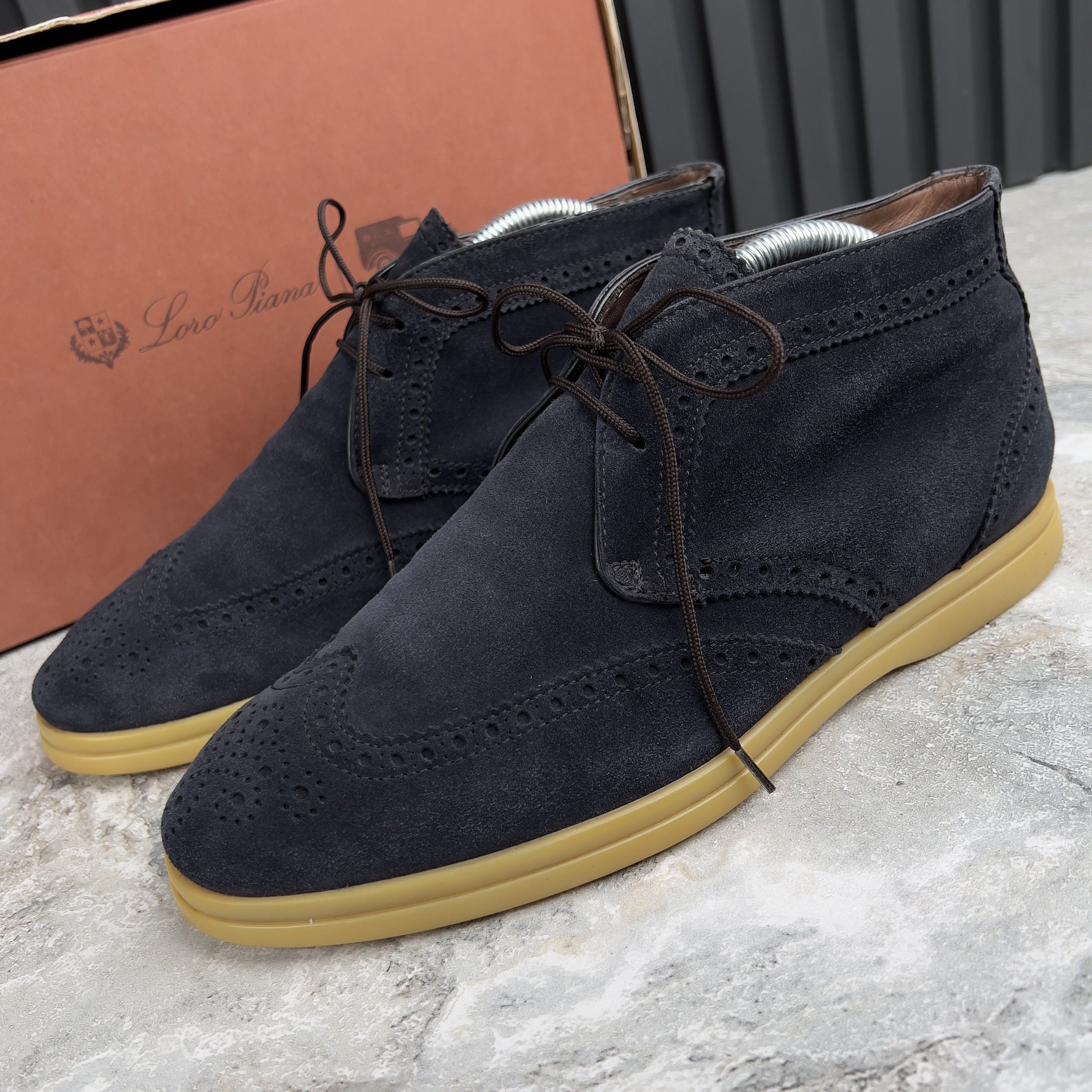 Loro Piana Desert Laced Boots Wing Tip Blue Suede Size US 10 / IT 40 - 1 Thumbnail