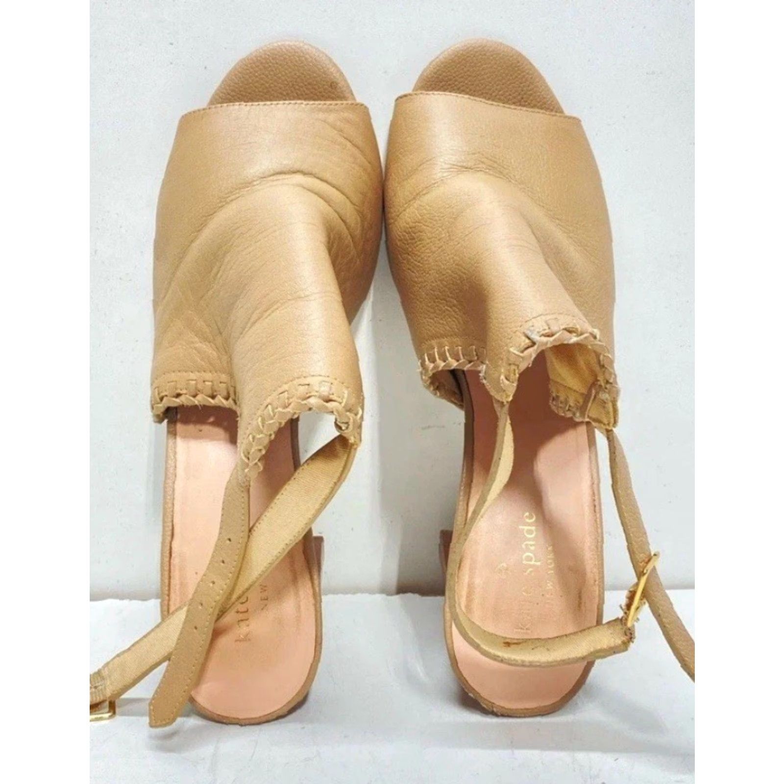 Vintage Kate Spade New York Mallorca Beige Leather Slingback Pumps Size 10.5 Women Size US 11 / IT 41 - 4 Thumbnail