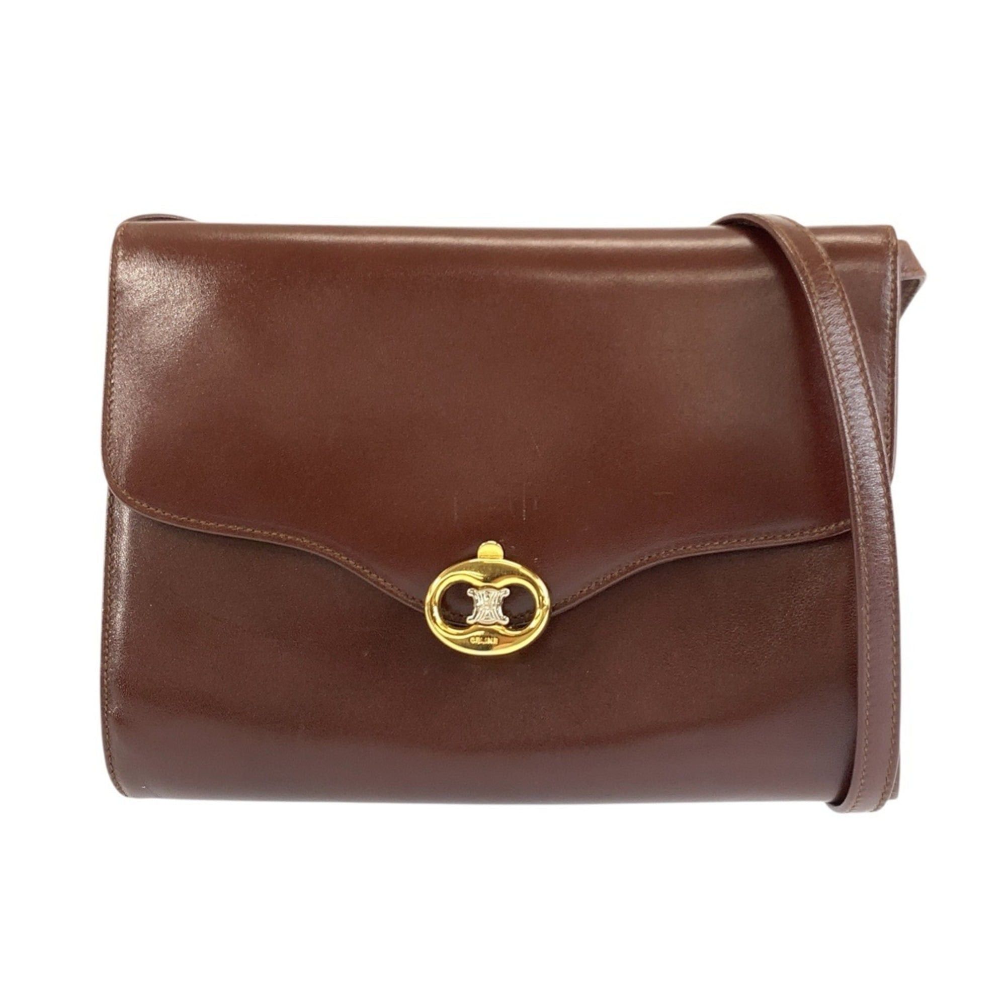 Celine CELINE Vintage Blazon Brown Leather Shoulder Bag/Pochette (F 08) Size ONE SIZE - 1 Thumbnail