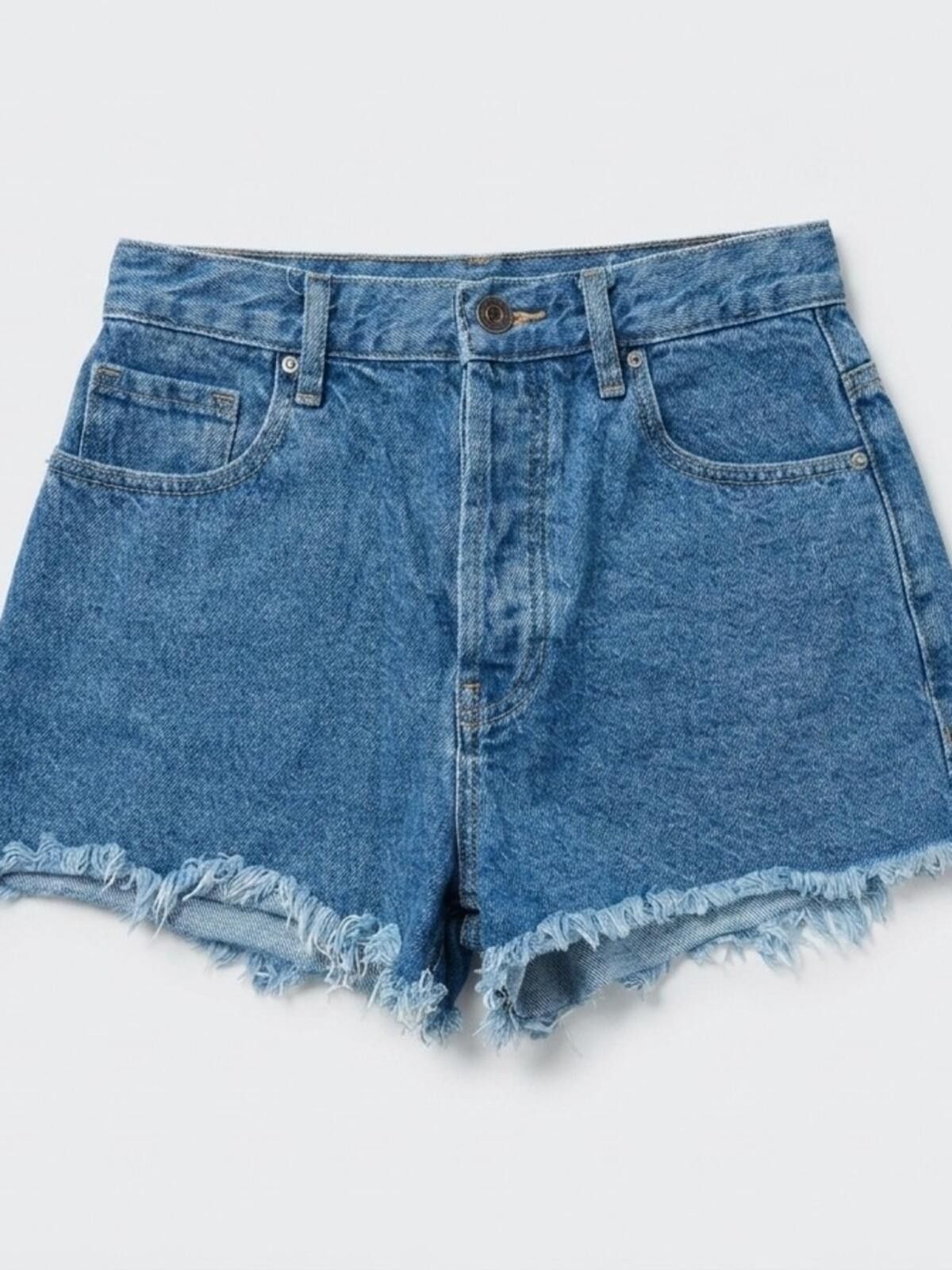 Pacsun PacSun Frayed High-Rise Denim Shorts - Blue Size 26" / US 2 / IT 38 - 1 Thumbnail