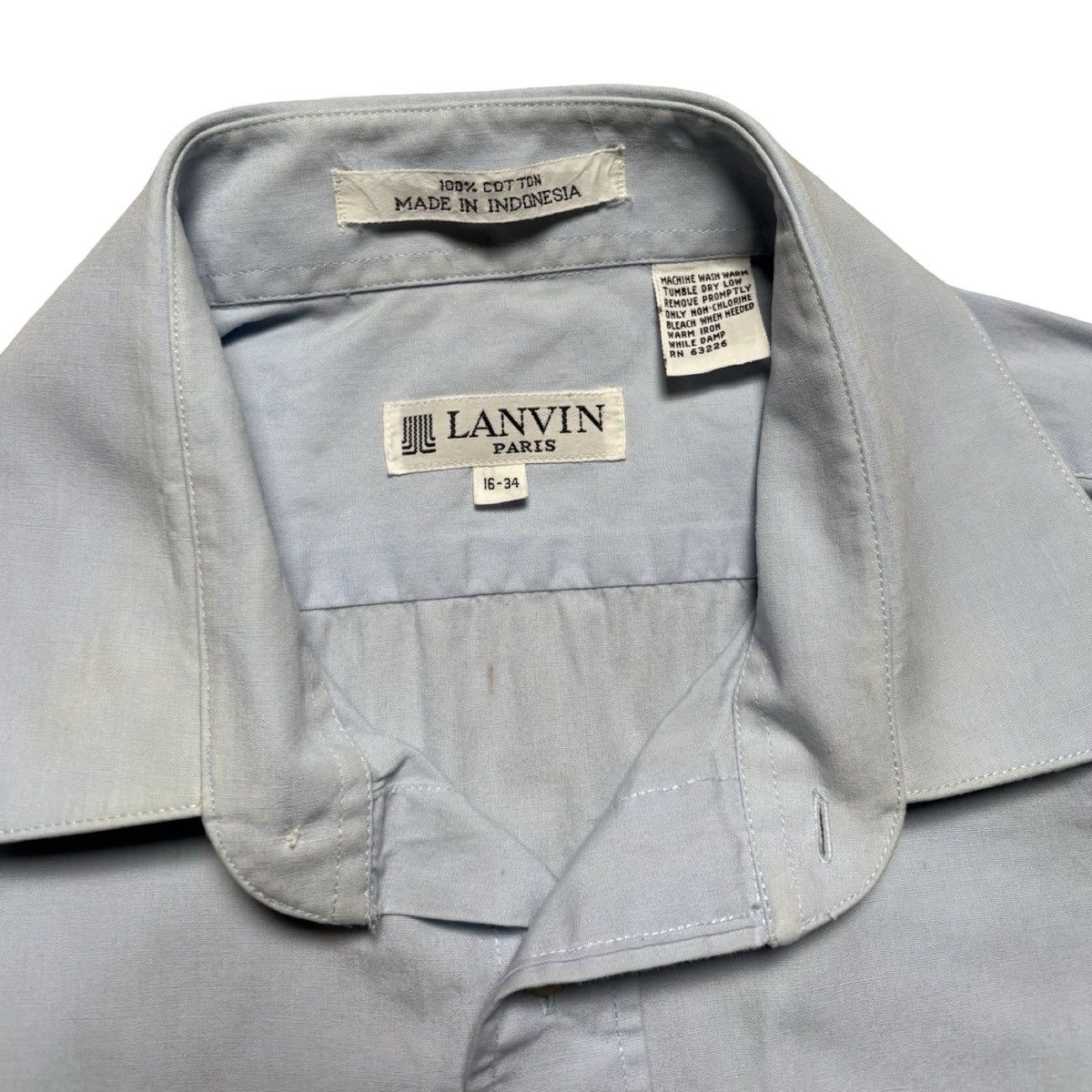 Lanvin Vintage Lanvin Paris Blue Button Up Shirt Dress Casual Flaws Size US M / EU 48-50 / 2 - 3 Thumbnail