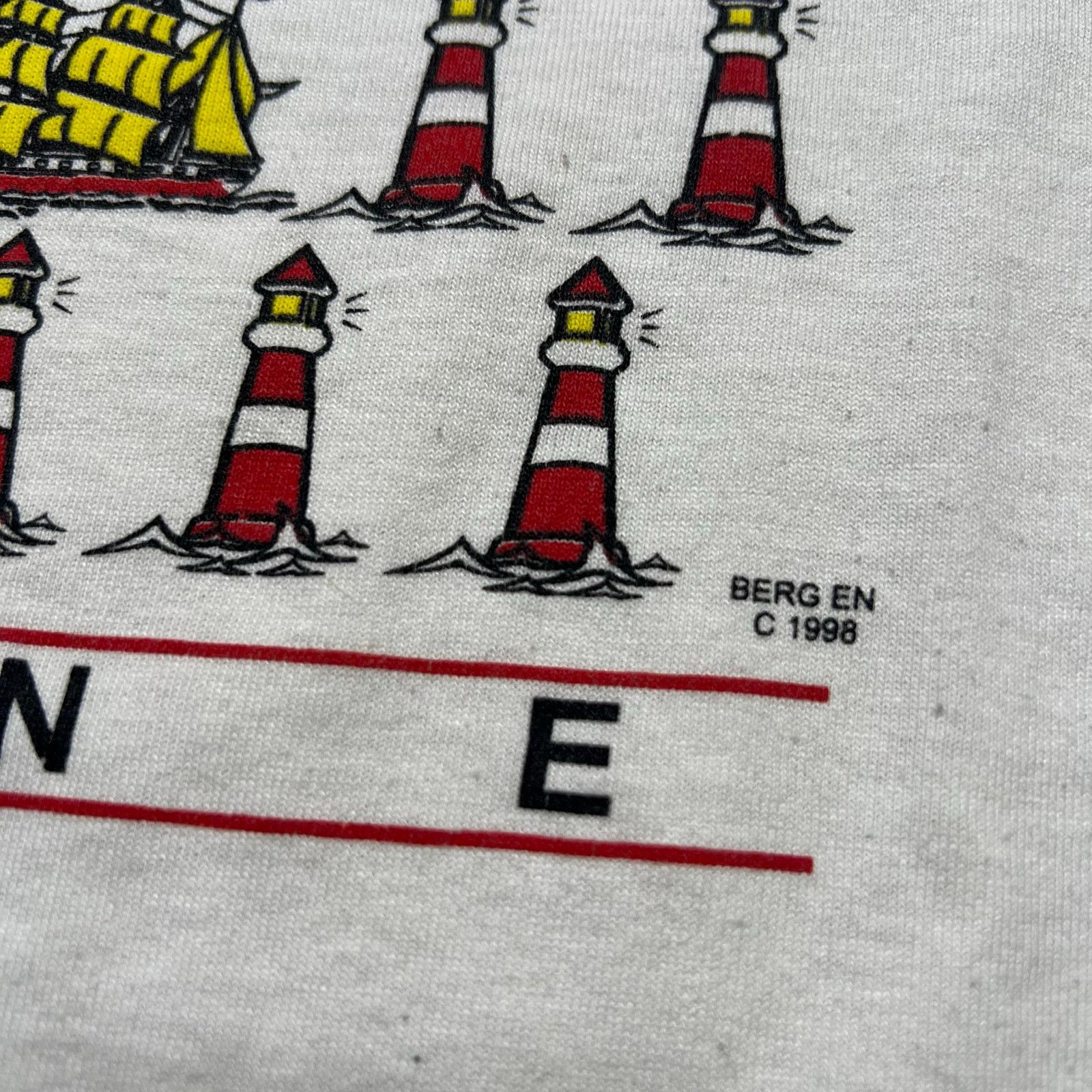 Fruit Of The Loom Vintage 90s Maine Lighthouse T-Shirt Size Large USA Size US L / EU 52-54 / 3 - 3 Thumbnail