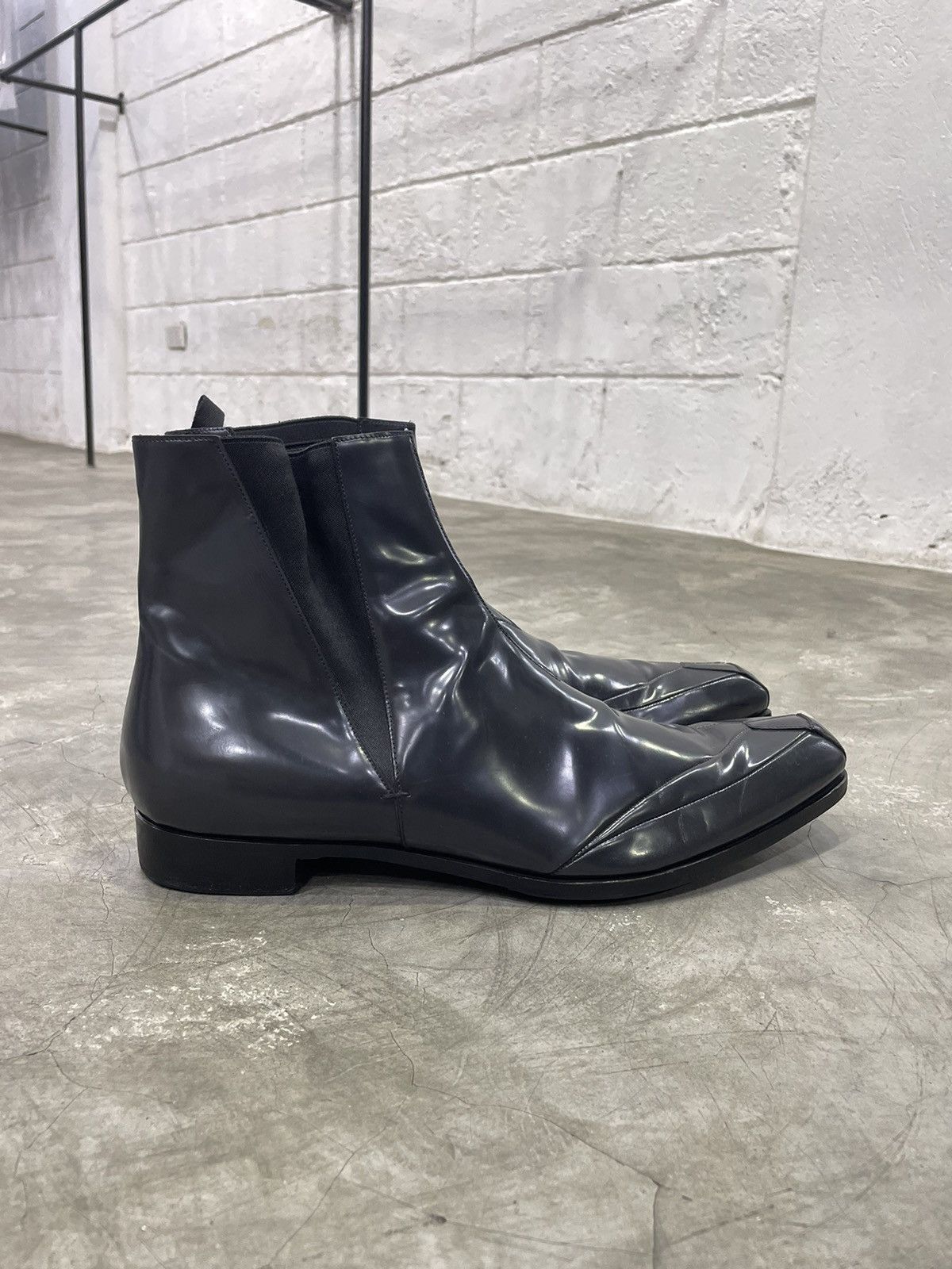 Prada Prada Patent Pointy Toe Boots Oxford Size US 12 / EU 45 - 3 Thumbnail