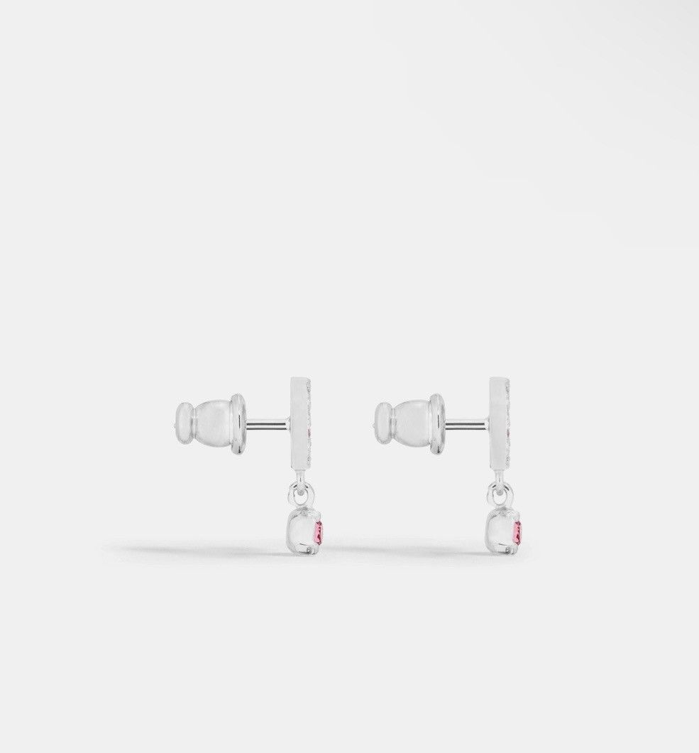 Dior Dior PETIT CD STUD EARRING Palladium-Finish Pink Crystals Size ONE SIZE - 3 Thumbnail