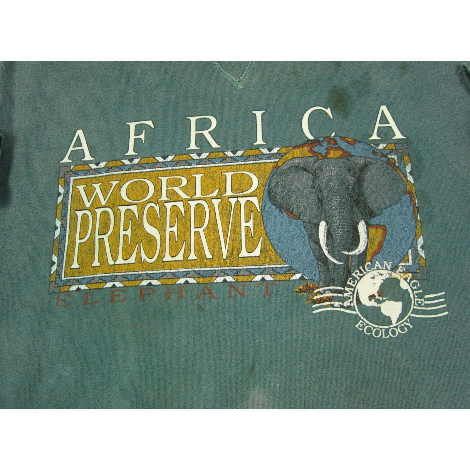 American Eagle Outfitters VINTAGE American Eagle Sweatshirt Mens Large Green Africa World Preserve USA 90s Sweatshirt Mens L Green Africa World Preserve USA 90s Size US L / EU 52-54 / 3 - 3 Thumbnail