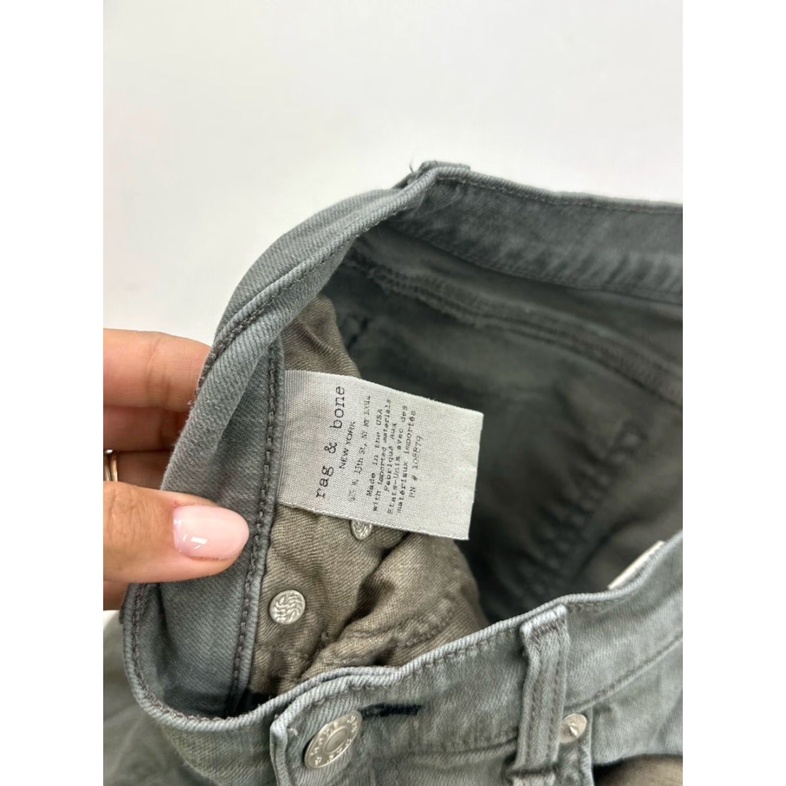 Rag & Bone rag & bone Jeans 28 Green Grey Skinny Womens Regular 29in Inseam Distressed Button Zipper Solid Size 28" / US 6 / IT 42 - 5 Thumbnail