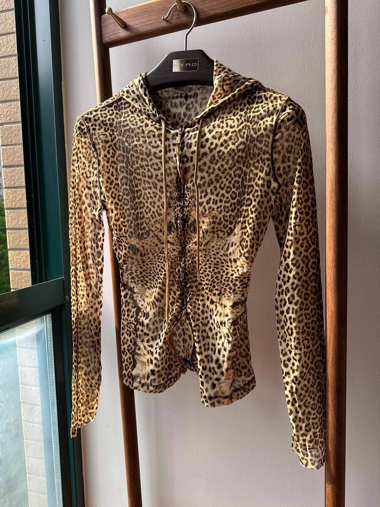 Jean Paul Gaultier JPG Leopard Print Mesh Hooded Double Zip Stretchy Jacket 40 Size S / US 4 / IT 40 - 1 Thumbnail
