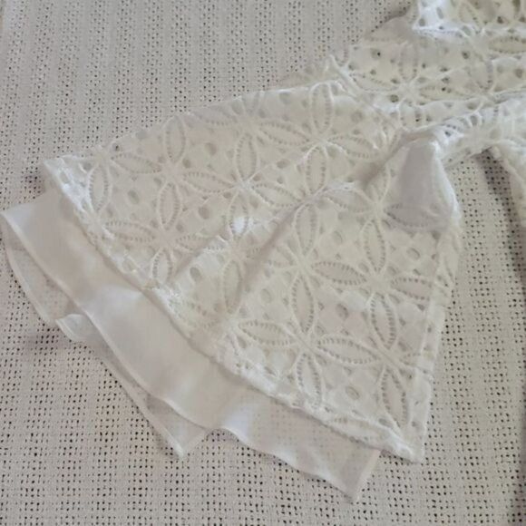 Vintage Robbie Bee Signature Sz. L White Eyelet Dress w Unique Sleev Size L / US 10 / IT 46 - 8 Thumbnail