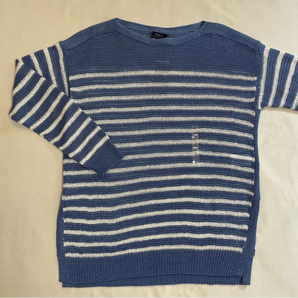 Polo Ralph Lauren NWT New $ 99 Polo Ralph Lauren Linen Blue White Striped Swe Size L / US 10 / IT 46 - 6 Thumbnail