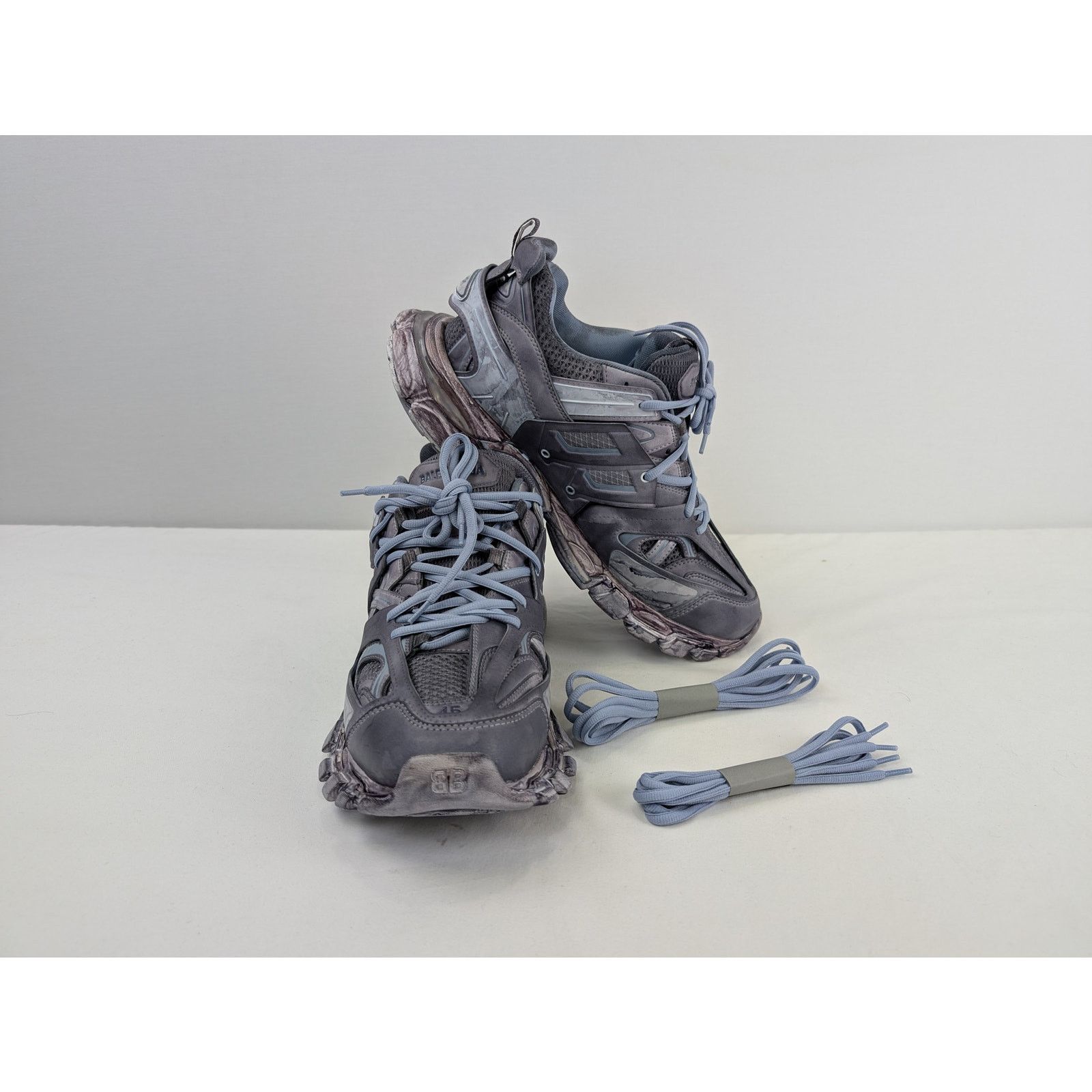 Balenciaga o1rshd1 Faded Mesh Rubber Track Sneakers in Multicolor Size US 12 / EU 45 - 19 Thumbnail