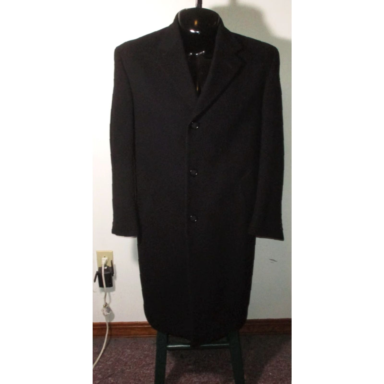 Jos. A. Bank JOS. A. BANK Navy Blue 100% Wool Overcoat Men's 40R Regular Size US XXS / EU 40 - 2 Thumbnail