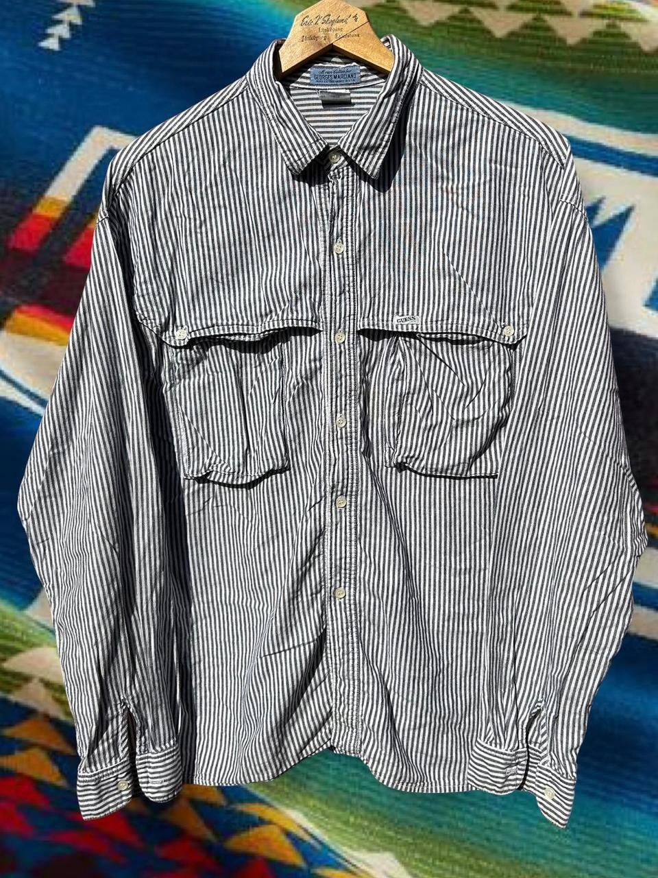 Georges Marciano 90’s Guess George Marciano Striped Pure Cotton Shirt Size XL Size US XL / EU 56 / 4 - 2 Thumbnail
