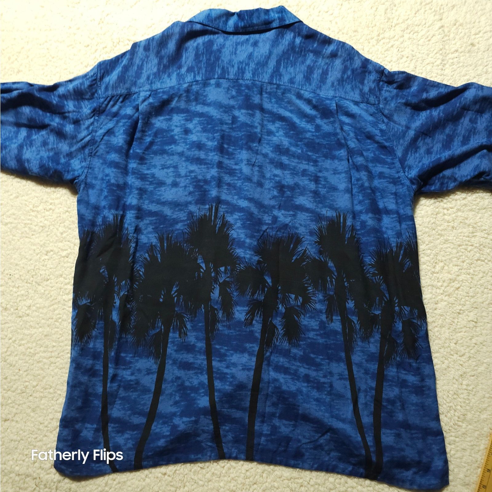 Cabelas Cabela’s Men’s L Rayon Hawaiian Shirt Blue Palm Trees SS Size US L / EU 52-54 / 3 - 7 Thumbnail