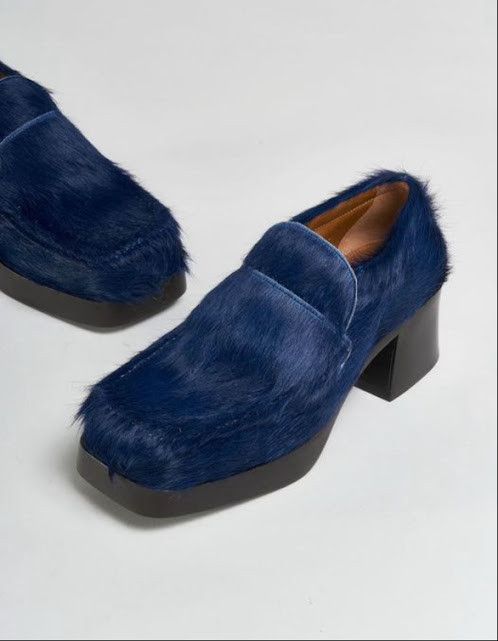 Marni o1w1db11024 Calf Hair Heeled Moccasin Loafers in Blue Size US 8 / IT 38 - 2 Thumbnail