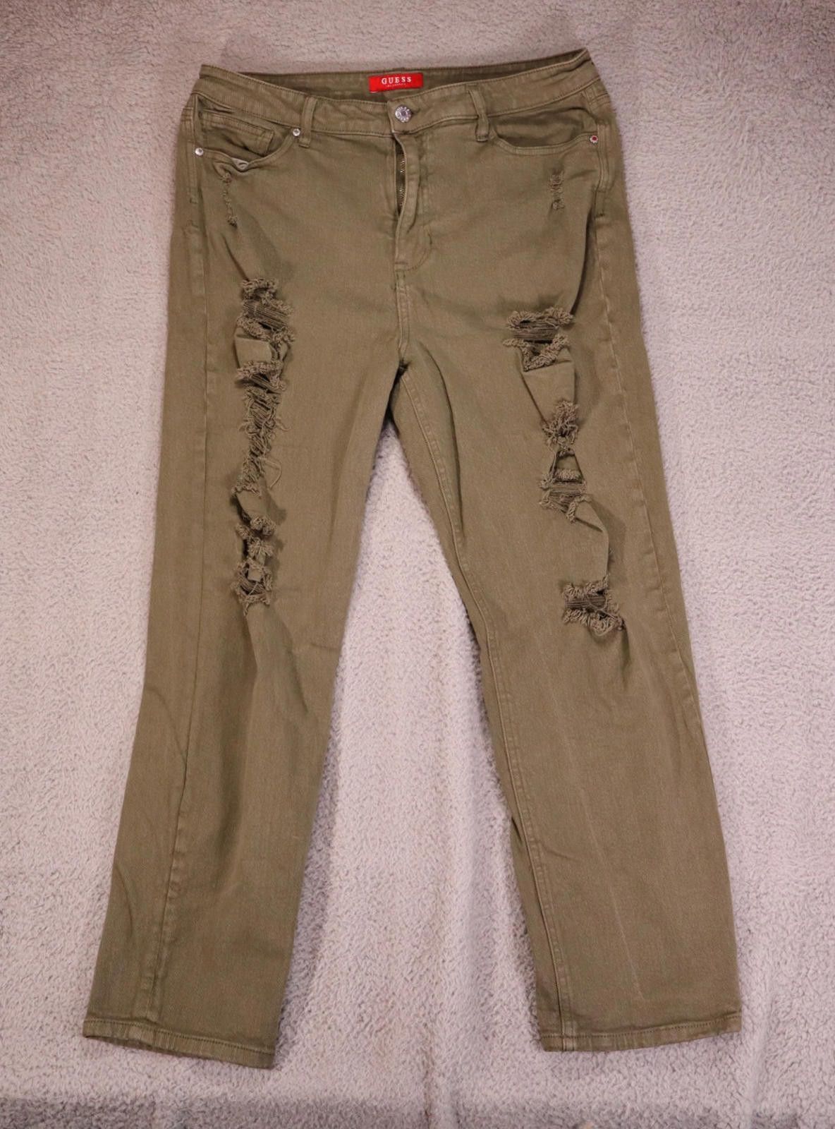 Guess Guess Men Jeans 32W 38L 27I Olive Green Flex Denim Distress Size US 32 / EU 48 - 1 Thumbnail