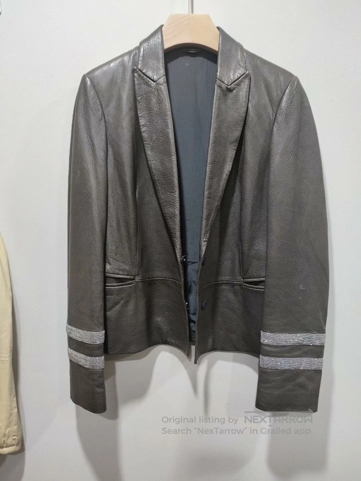Brunello Cucinelli Studded Leather Blazer.