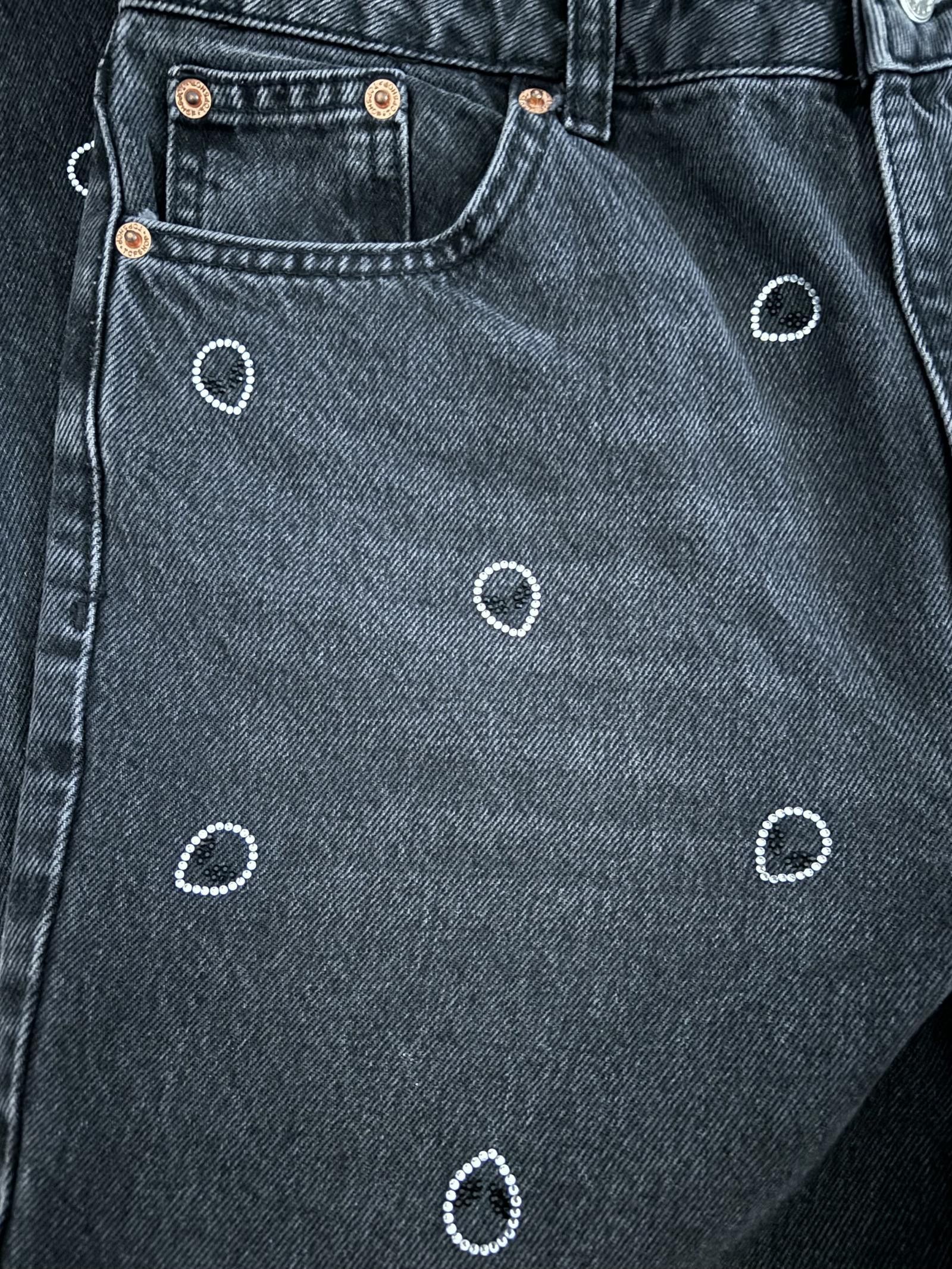 Asos NWOT Asos Alien Rhinestone Embellished Mom Jeans - Sz 30 Size 30" / US 8 / IT 44 - 4 Thumbnail