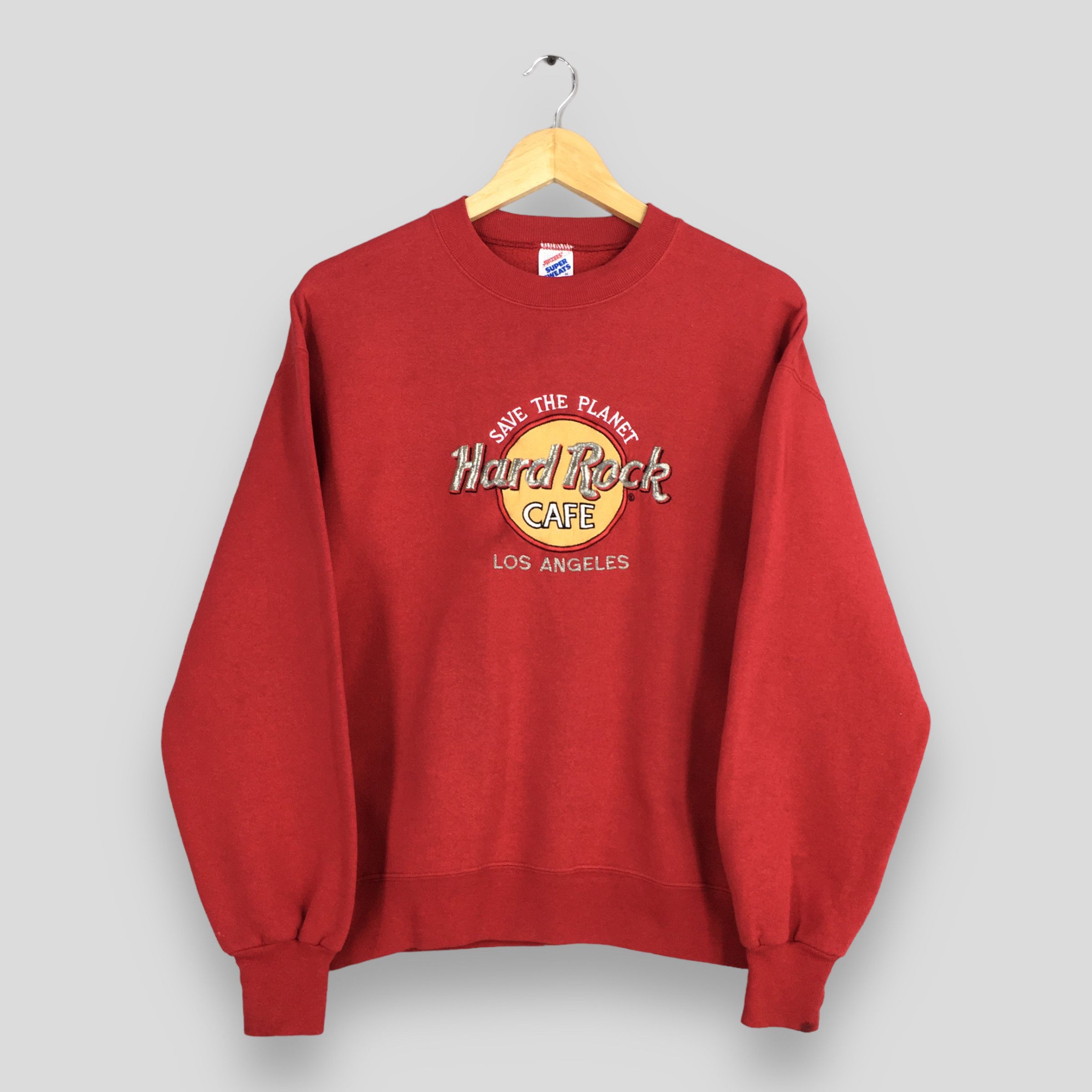 Hard Rock Cafe × Jerzees × Vintage Vintage Hard Rock Cafe Los Angeles Red Sweatshirt Medium Size US M / EU 48-50 / 2 - 1 Thumbnail