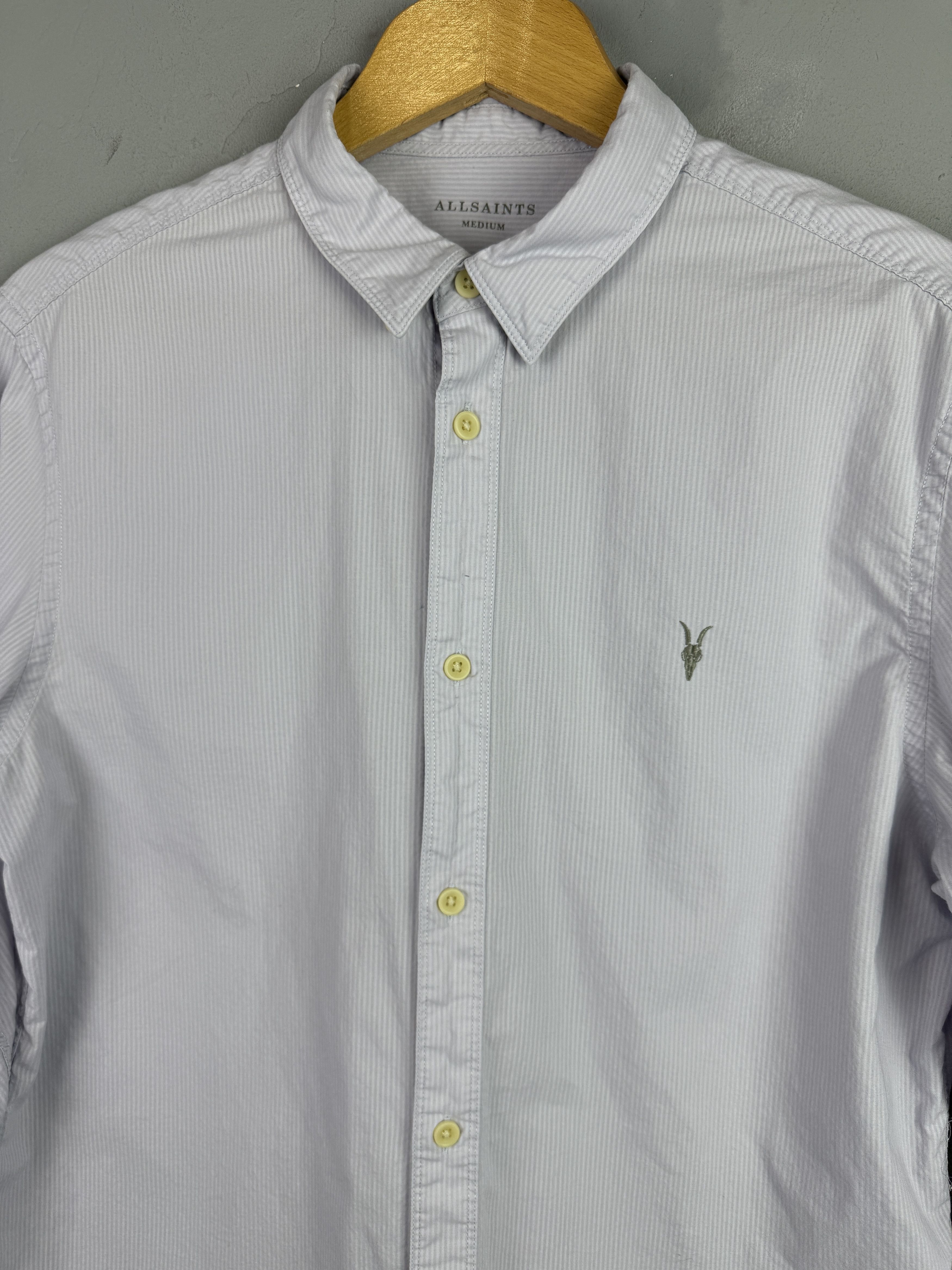 Allsaints All Saints Shirt Lester Striped Gray Long sleeve Oldmoney Size US M / EU 48-50 / 2 - 2 Thumbnail