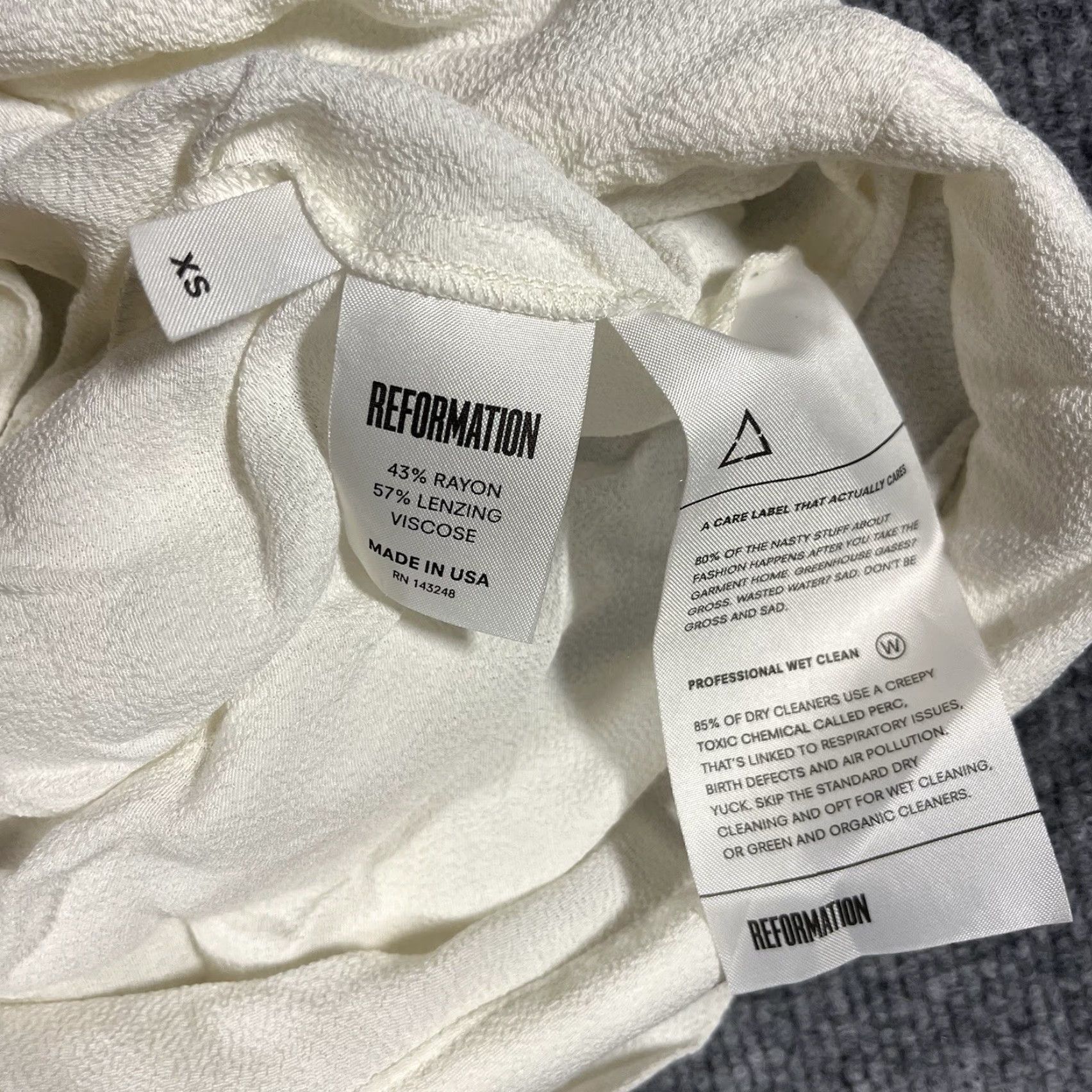Reformation REFORMATION White Front Tie Waist Top XS Blouse Women Cropped Long Sleeve Viscose Rayon Lenzing Knit Slim Regular Grade N/A Size XS / US 0-2 / IT 36-38 - 5 Thumbnail
