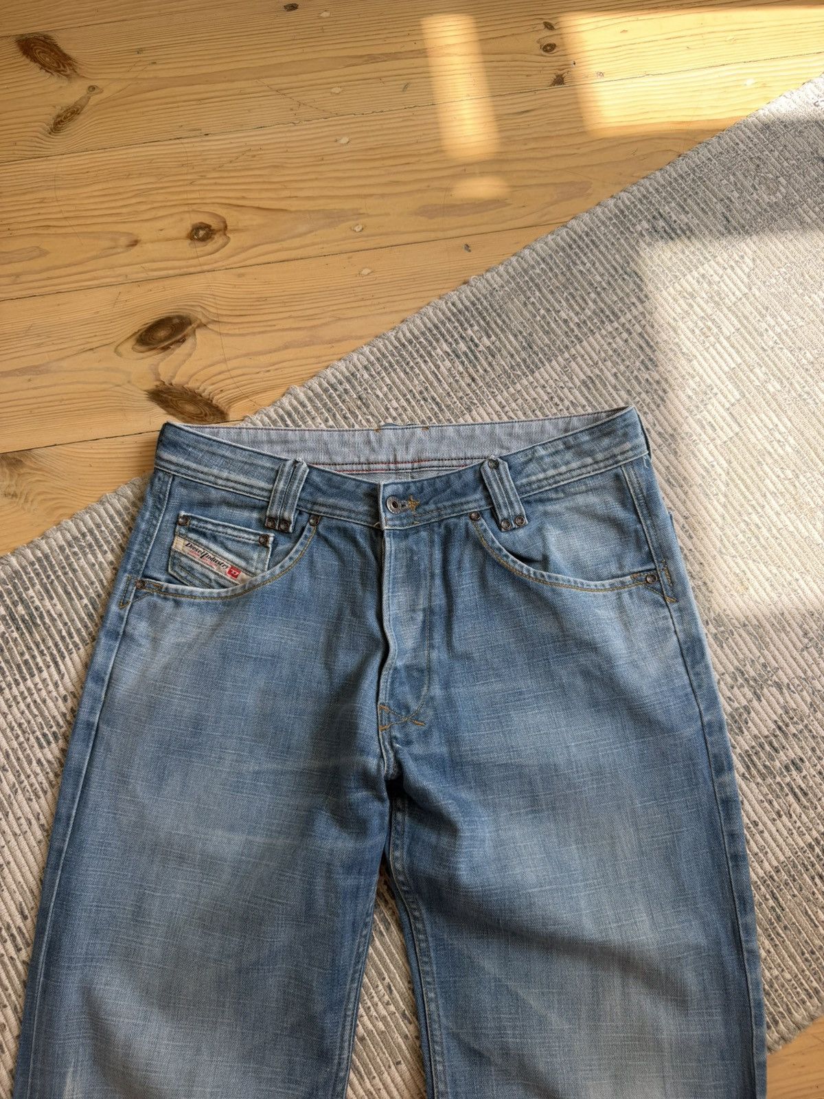 Diesel Vintage 00s Diesel Flared Bootcut Y2K Washed Blue Denim Size US 32 / EU 48 - 4 Thumbnail