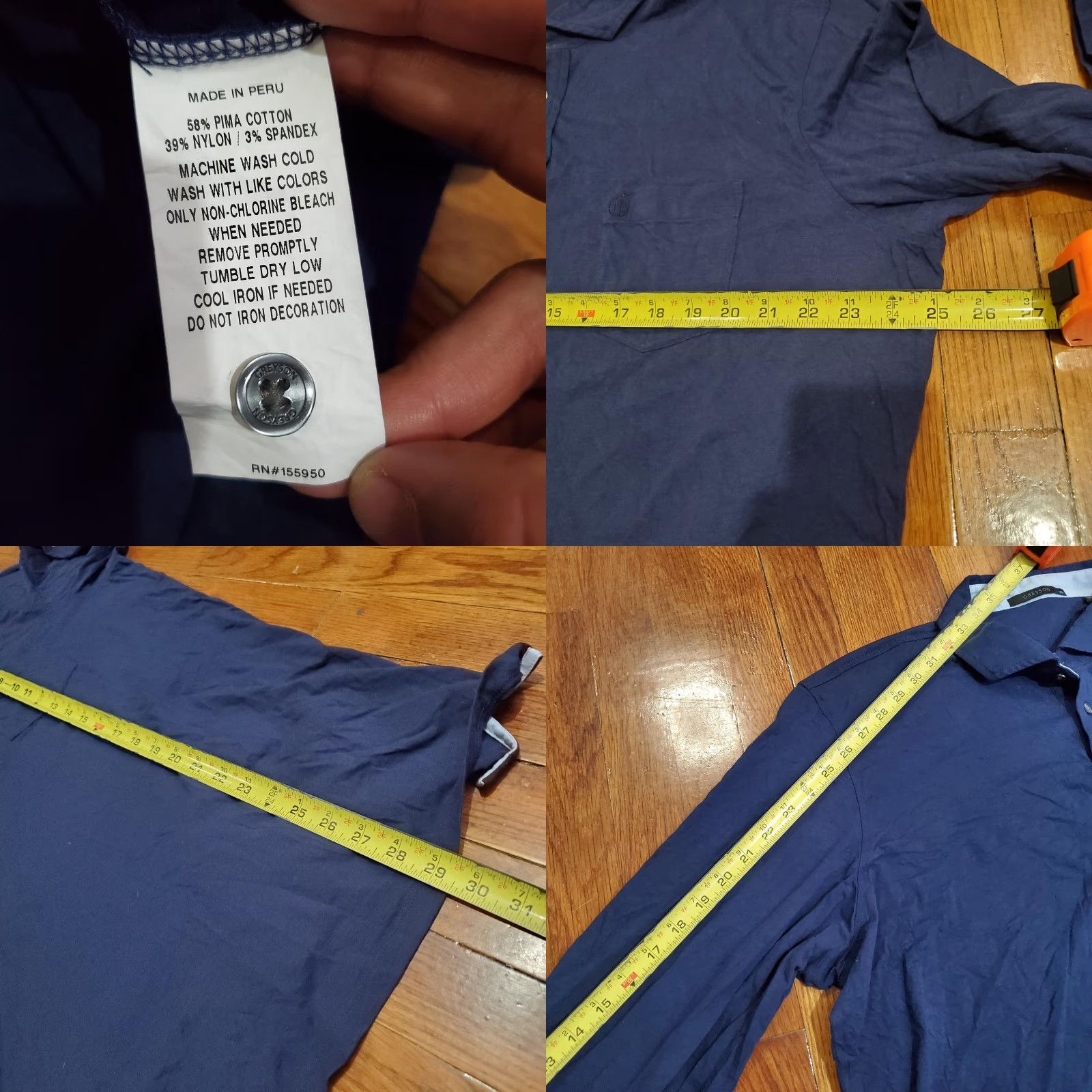 Vintage Greyson Polo Shirt Mens XL Blue Long Sleeve Pima Cotton Golf Performance Peru Size US XL / EU 56 / 4 - 8 Thumbnail