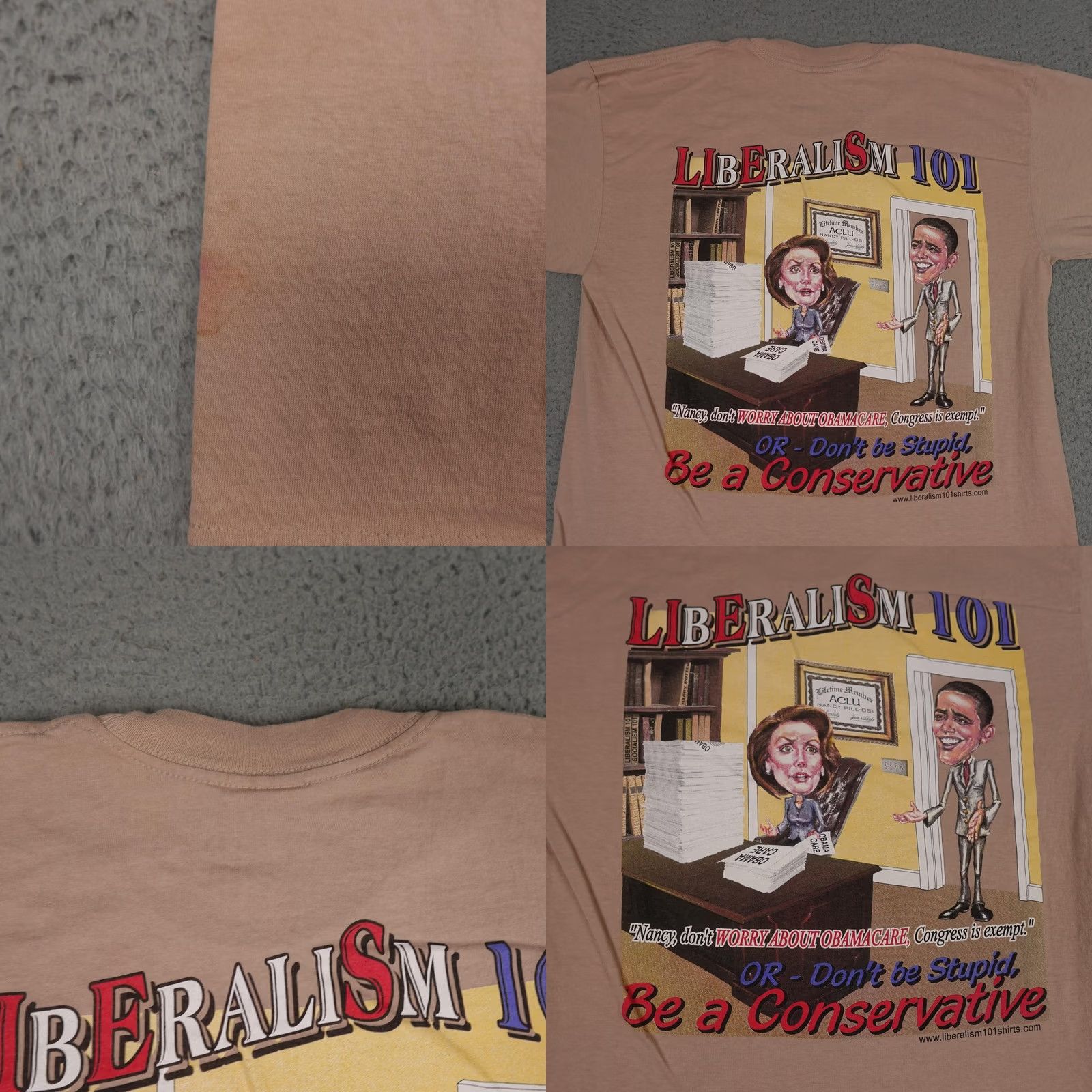 Vintage VINTAGE Liberalism 101 Shirt Mens L Brown Conservative Political Graphic USA Shirt Size US L / EU 52-54 / 3 - 8 Thumbnail