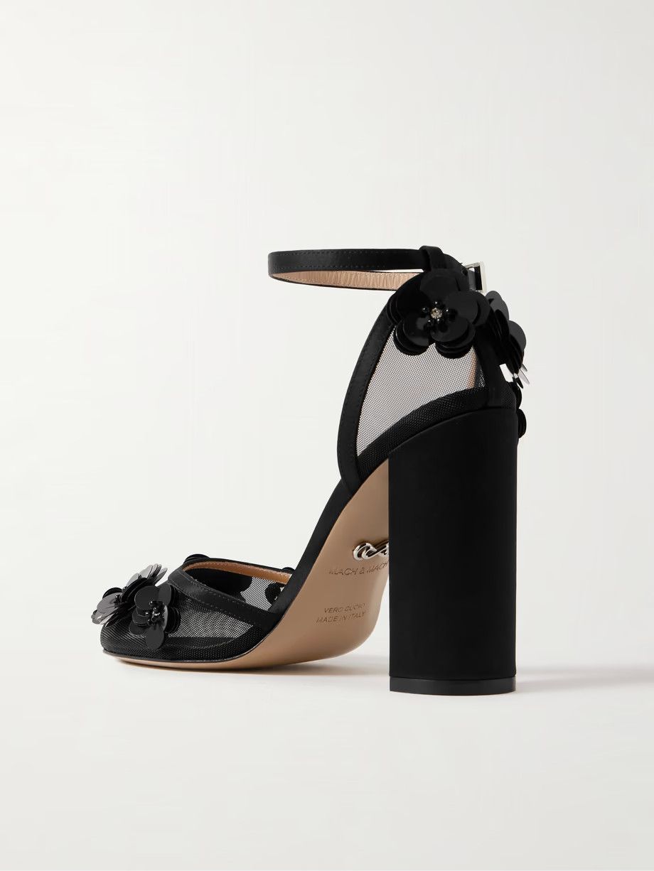 MACH & MACH o1s22i1n0724 Mesh Decollete Pumps in Black Size US 7 / IT 37 - 3 Thumbnail