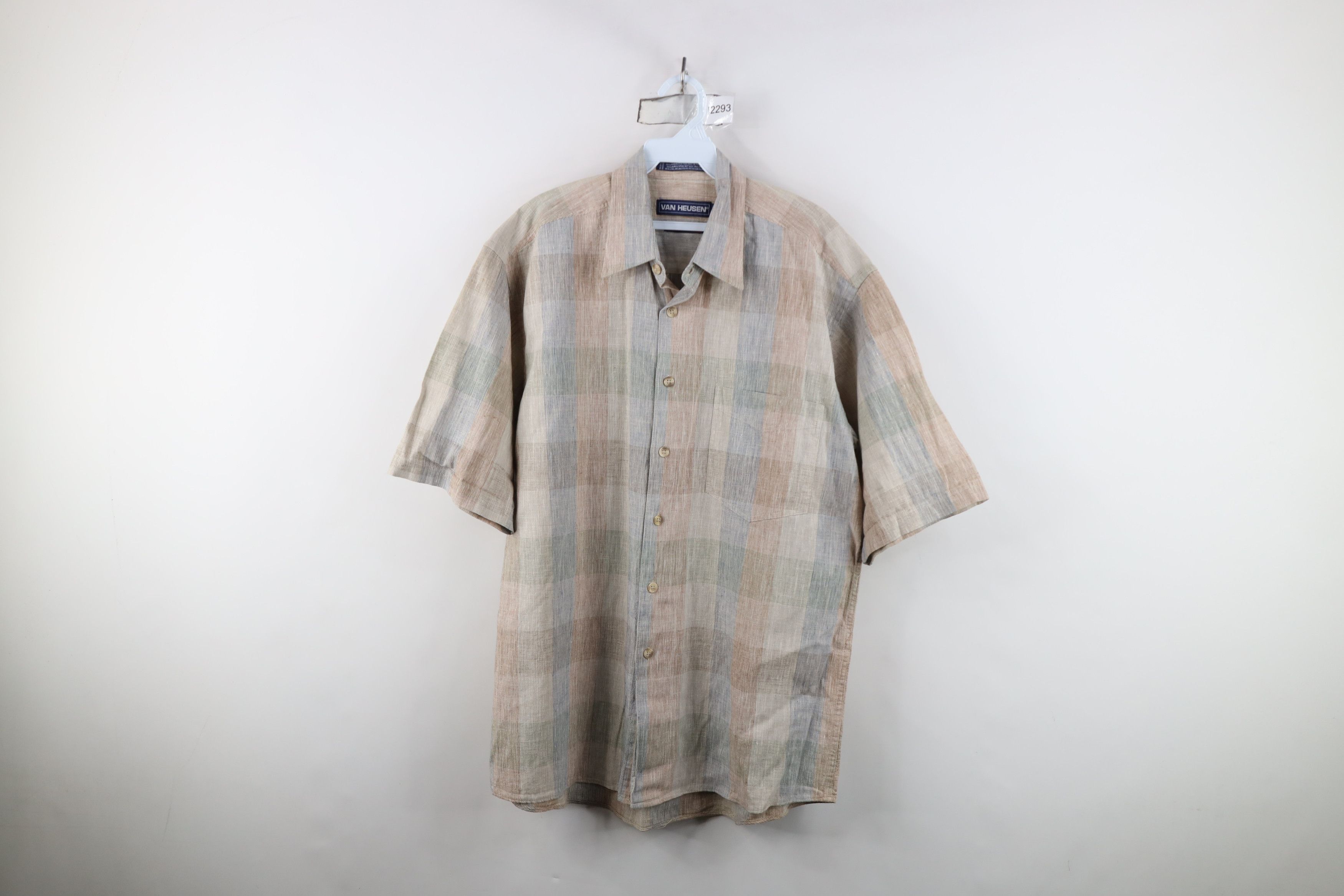 Vintage Vintage 90s Streetwear Checkered Linen Baggy Button Shirt Size US M / EU 48-50 / 2 - 1 Thumbnail