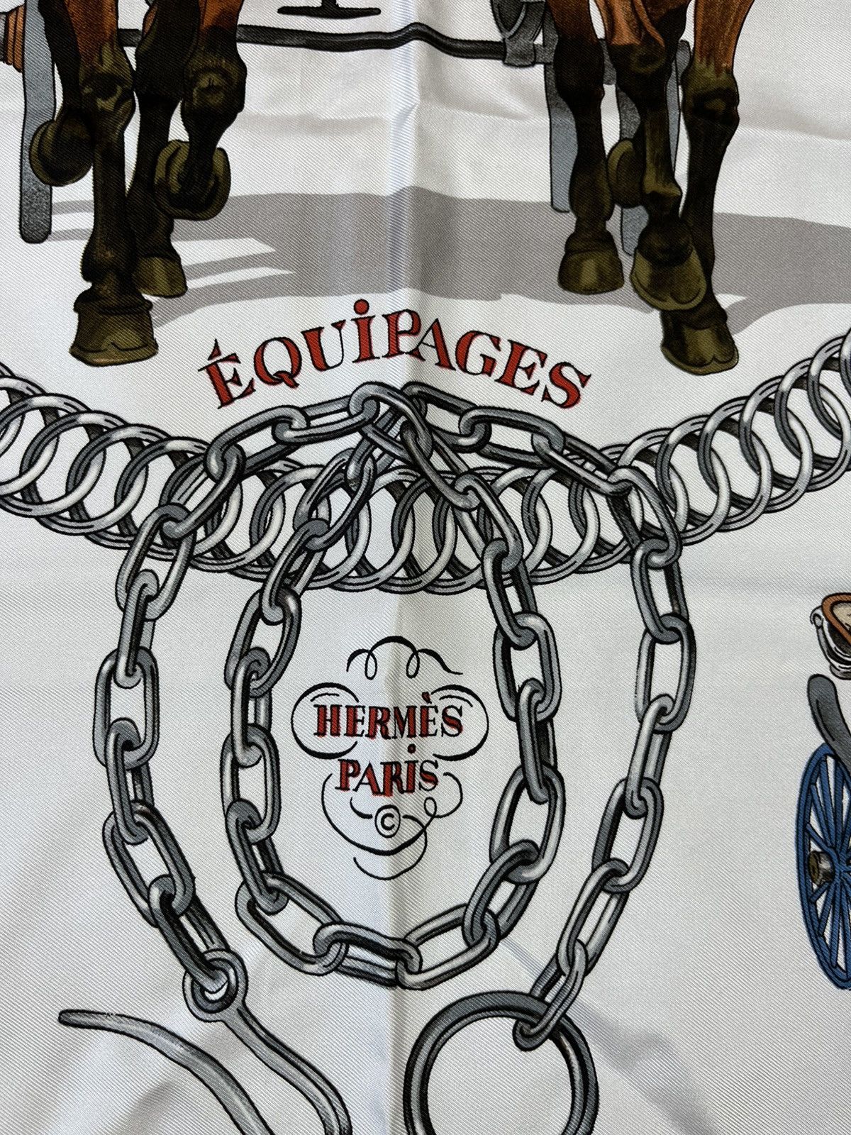 Designer × Hermes Hermes Paris LeDoux Equipages Big Scarf luxury vintage Size ONE SIZE - 7 Thumbnail