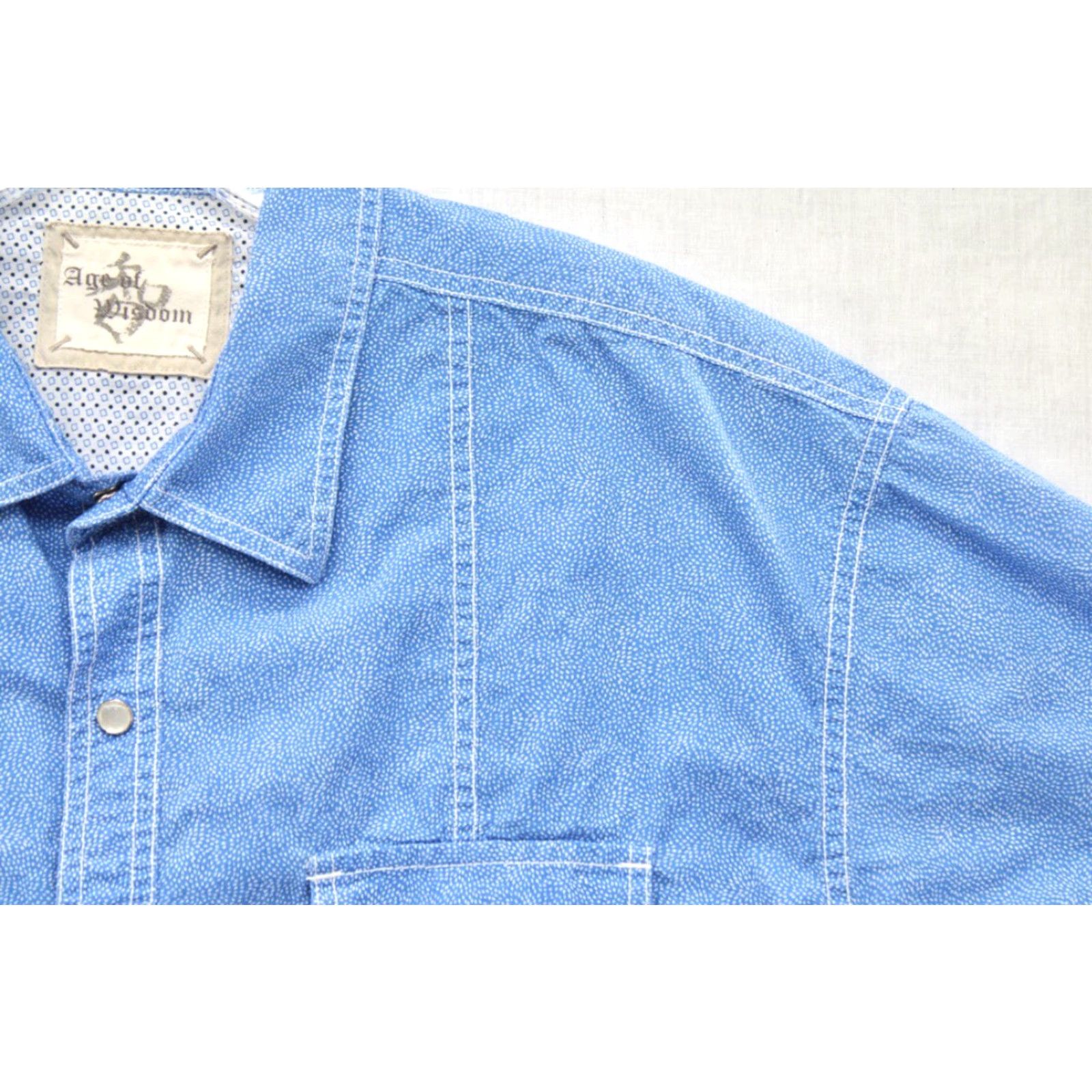 Vintage VINTAGE Age of Wisdom Pearl Snap Shirt Men's XXL Blue Short Sleeve Stylish Street Wear Size US XXL / EU 58 / 5 - 3 Thumbnail