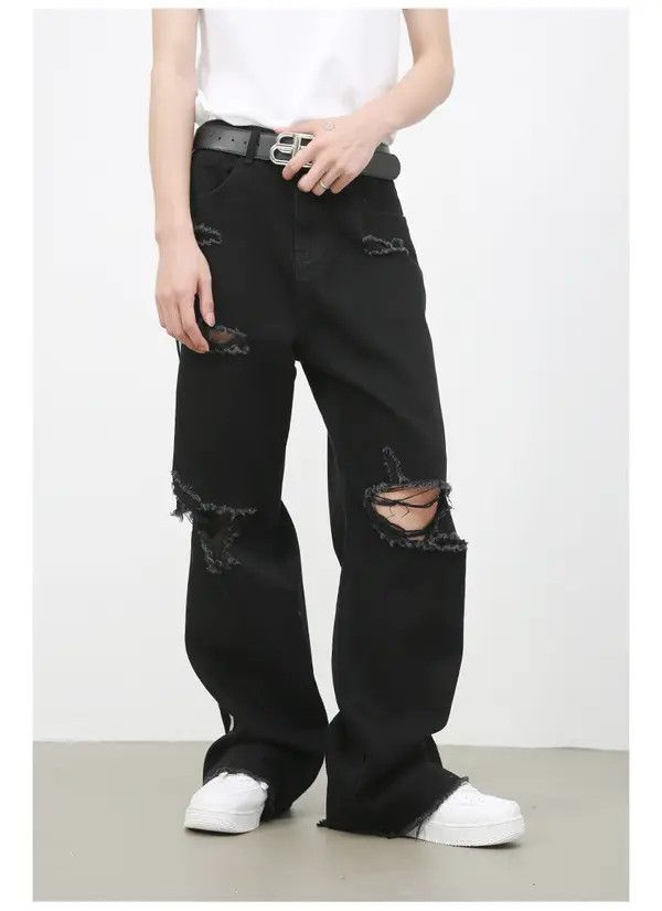 Japanese Brand Hirase x Kita Black Vintage Straight Washed Distressed Jeans Size US 32 / EU 48 - 5 Thumbnail