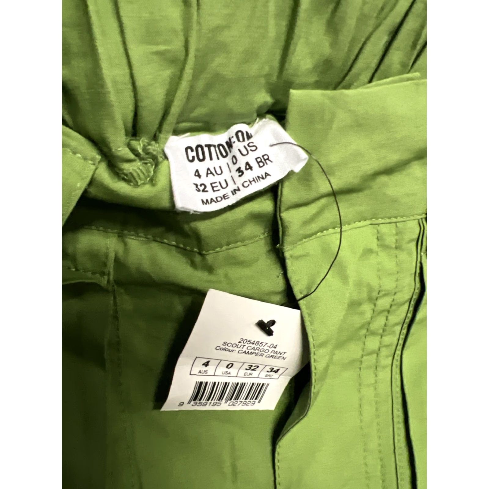 Cotton On Cotton-On Pants Womens Green Size 0 NWT Cotton On Cargo Jogger Pockets Drawstring Tapered Inseam 29 in Regular Size 25" / US 0 / IT 36 - 2 Thumbnail