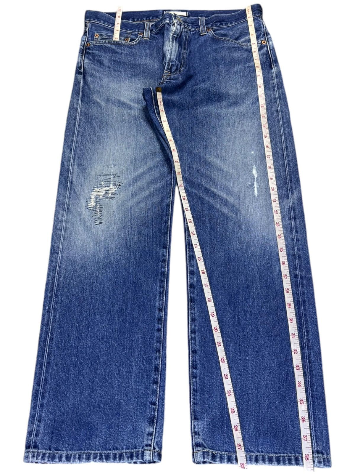 Japanese Brand × Uniqlo Vintage Japanese Uniqlo Selvedge Mud Wash Distressed Jeans Size US 33 - 12 Thumbnail