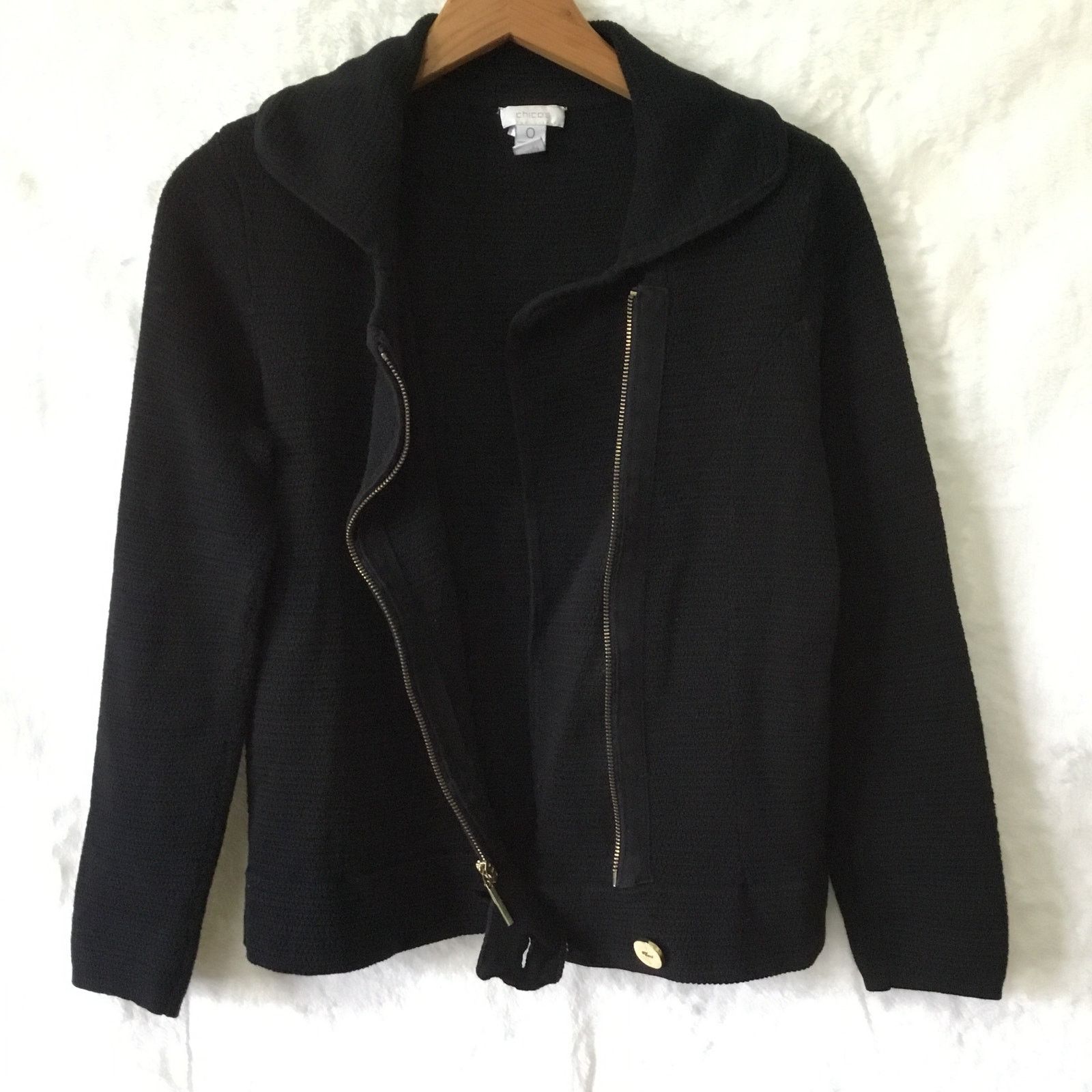 Chicos Chico's Black Gold Zip Up Jacket Size XS / US 0-2 / IT 36-38 - 11 Thumbnail
