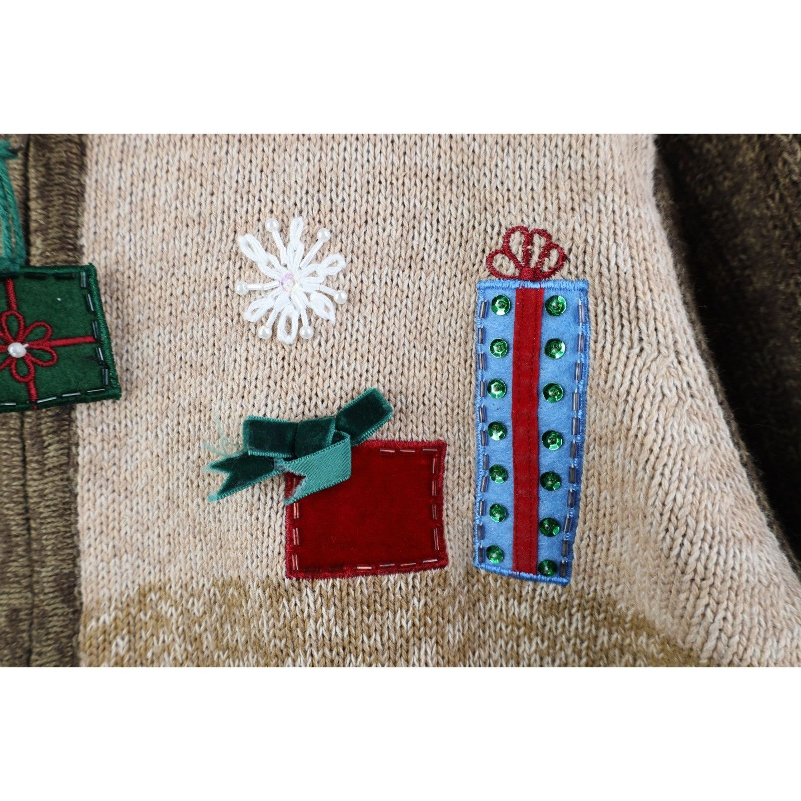 Vintage Vintage 90s Christmas Santa Snowflake Knit Cardigan Sweater Size L / US 10 / IT 46 - 9 Thumbnail
