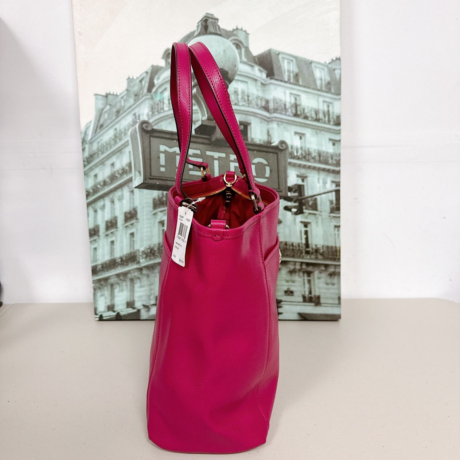 Coach Coach F34497 Crossgrain Leather Pocket Tote Cranberry Size ONE SIZE - 3 Thumbnail