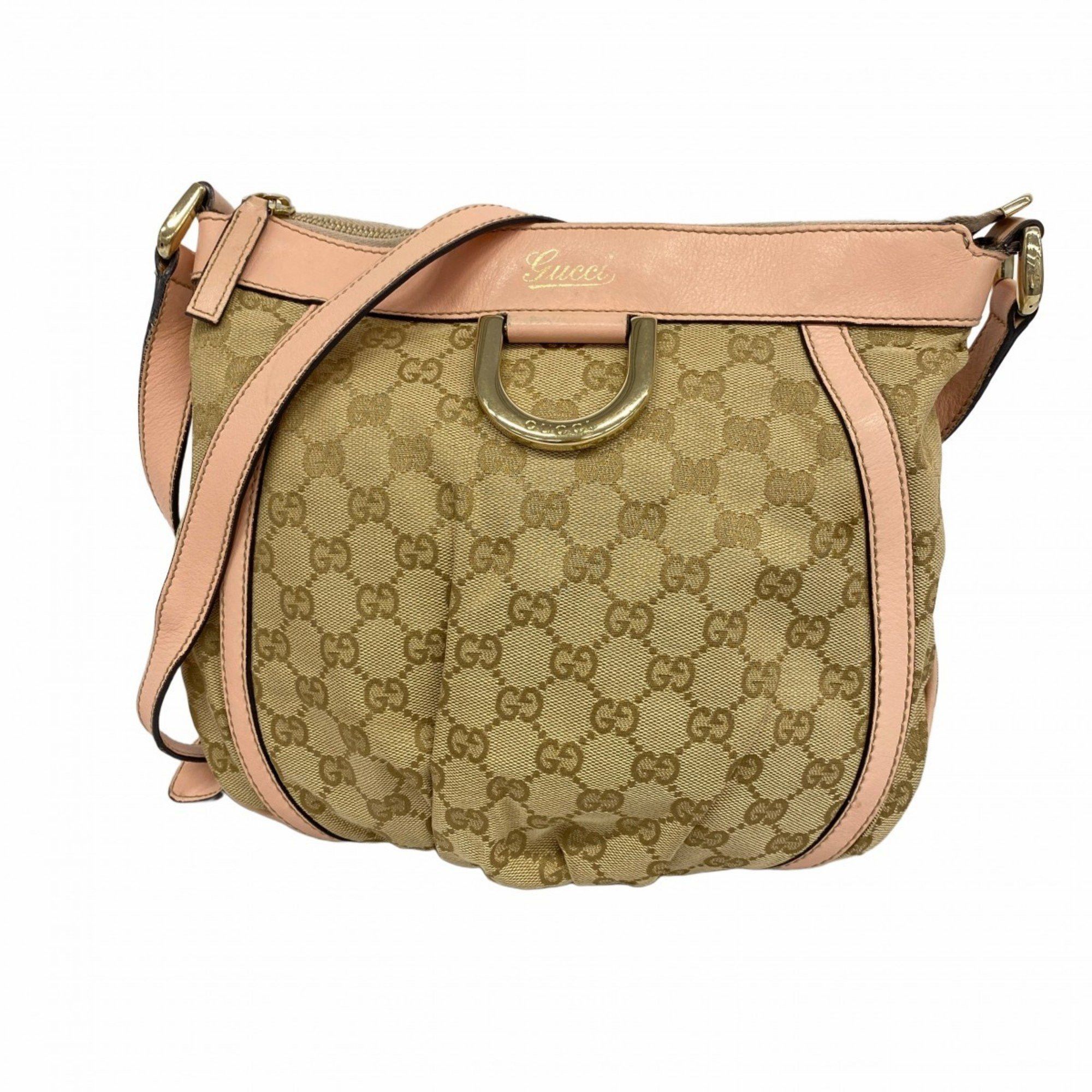 Gucci Shoulder Bag GG Canvas 203257 Brown Pink Women's