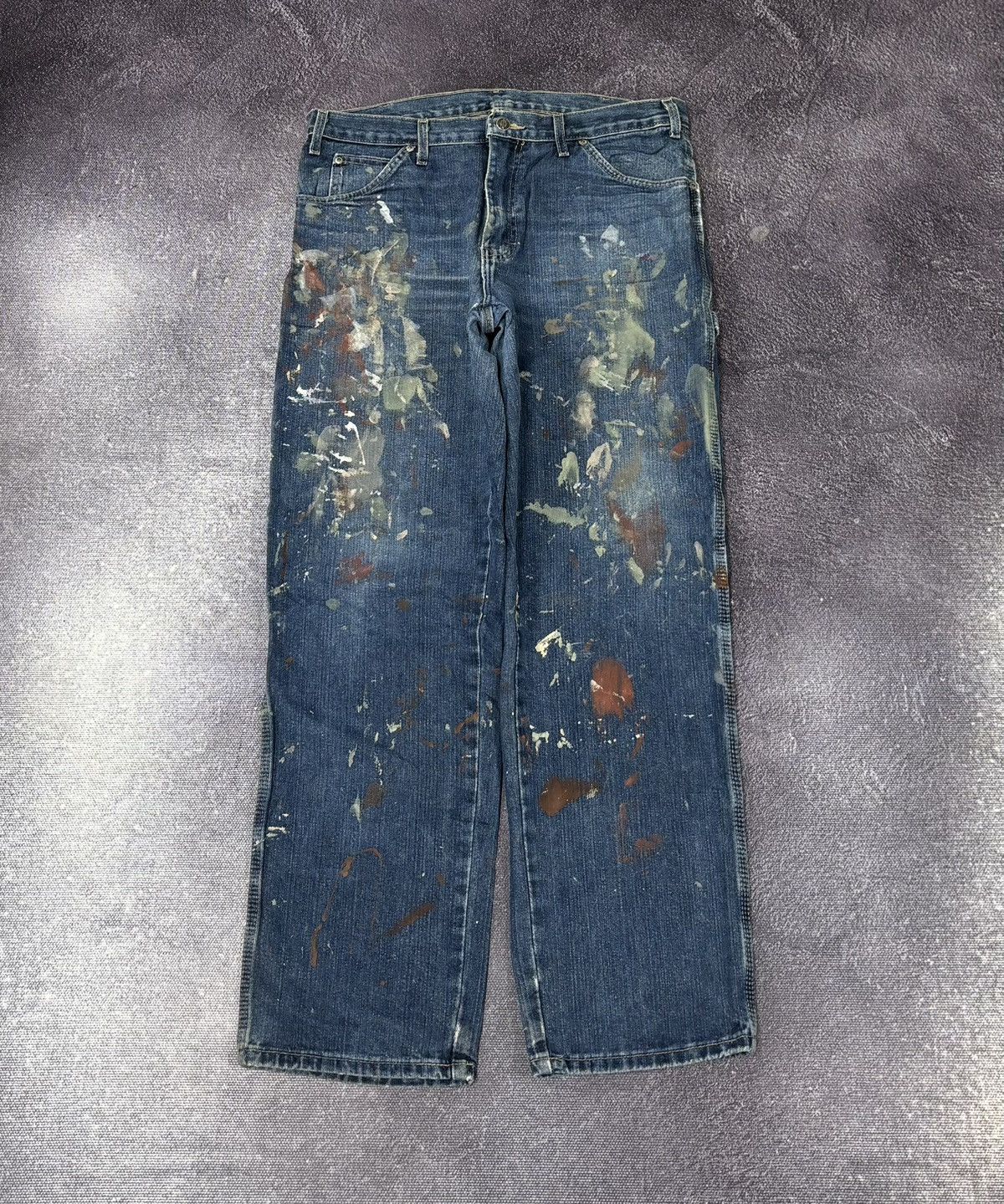 Dickies Vintage Dickies Painted Blue Denim USA Work Hype Baggy Jeans Size US 34 / EU 50 - 2 Thumbnail