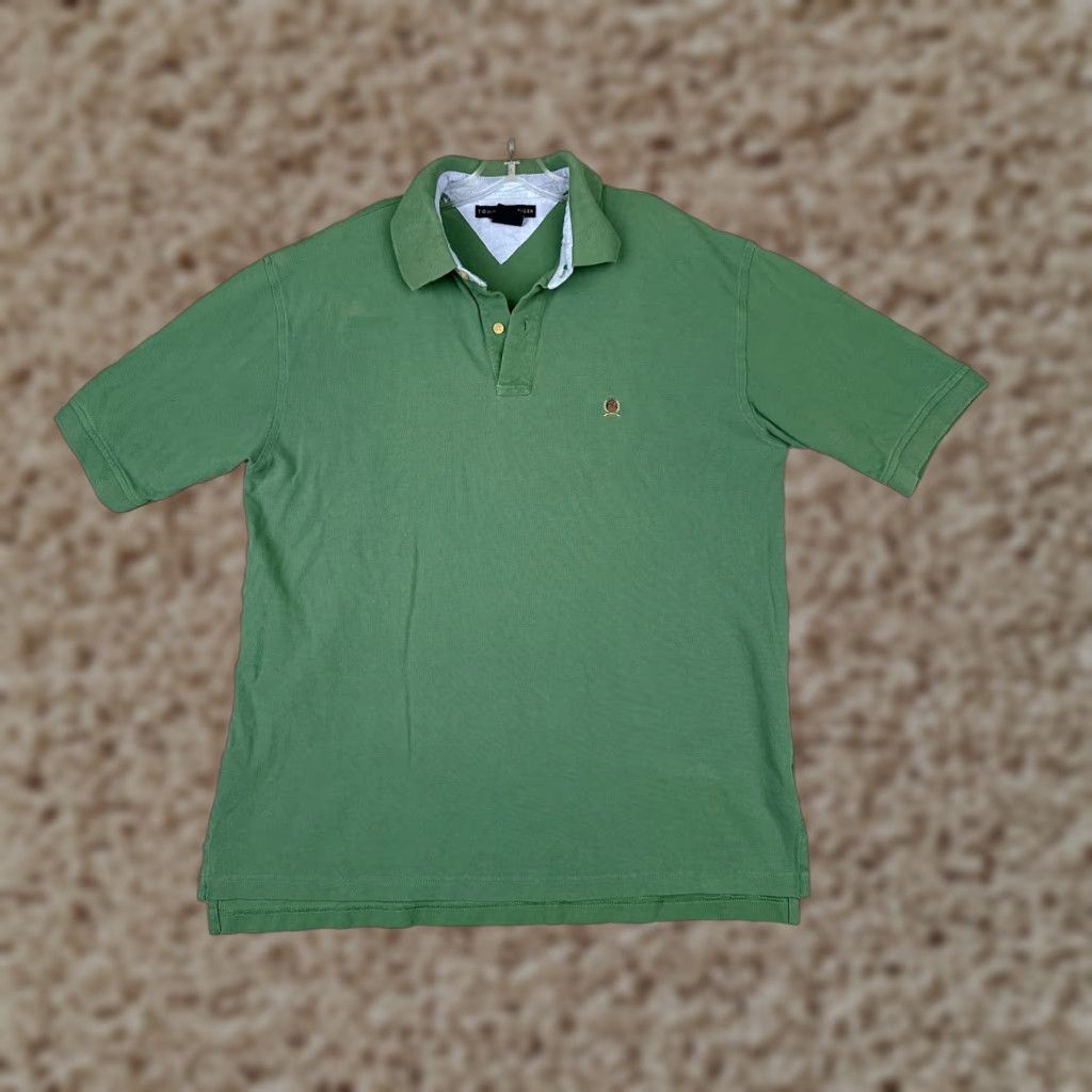 Tommy Hilfiger Tommy Hilfiger Polo Shirt Men 2XL Green Short Sleeve Jersey Crest Shirt Slim Fit Casual Polo Mens Size US XXL / EU 58 / 5 - 1 Thumbnail
