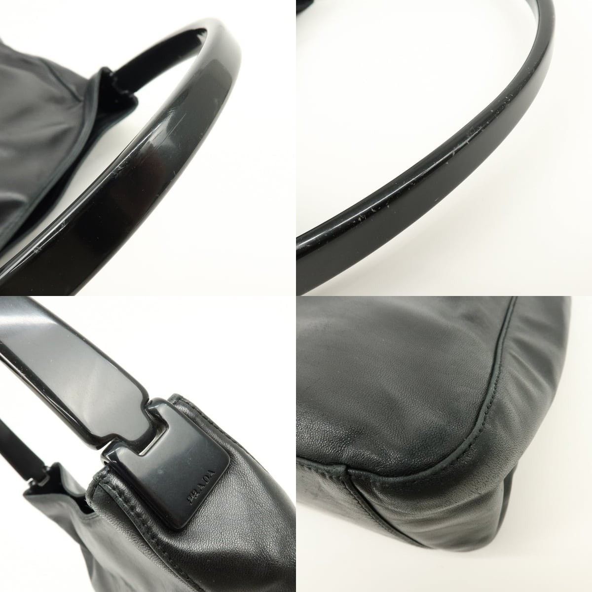 Prada Prada Hobo Leather Shoulder Bag Black Size ONE SIZE - 4 Thumbnail