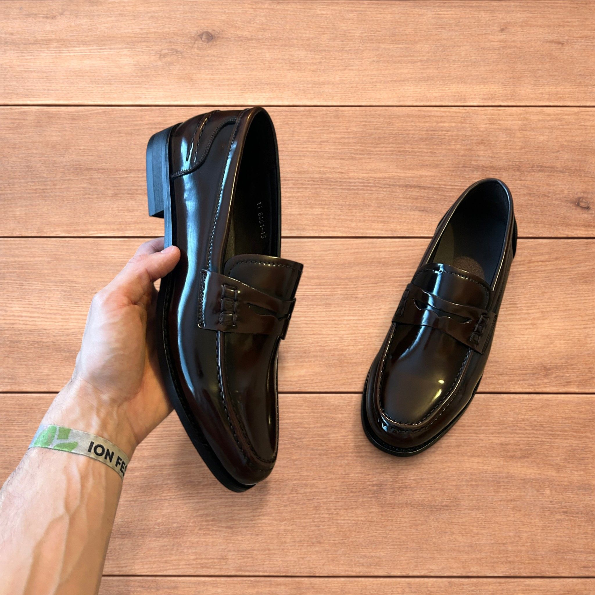 Japanese Brand Lovely faux leather penny dress loafers shoes in brown. Size US 11 / EU 44 - 4 Thumbnail