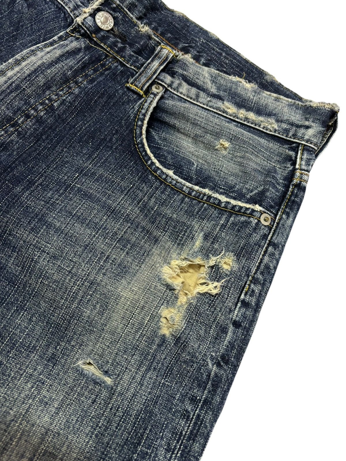 Edwin Vtg 90s Edwin Japan 504R Distressed Jeans Size US 35 - 6 Thumbnail
