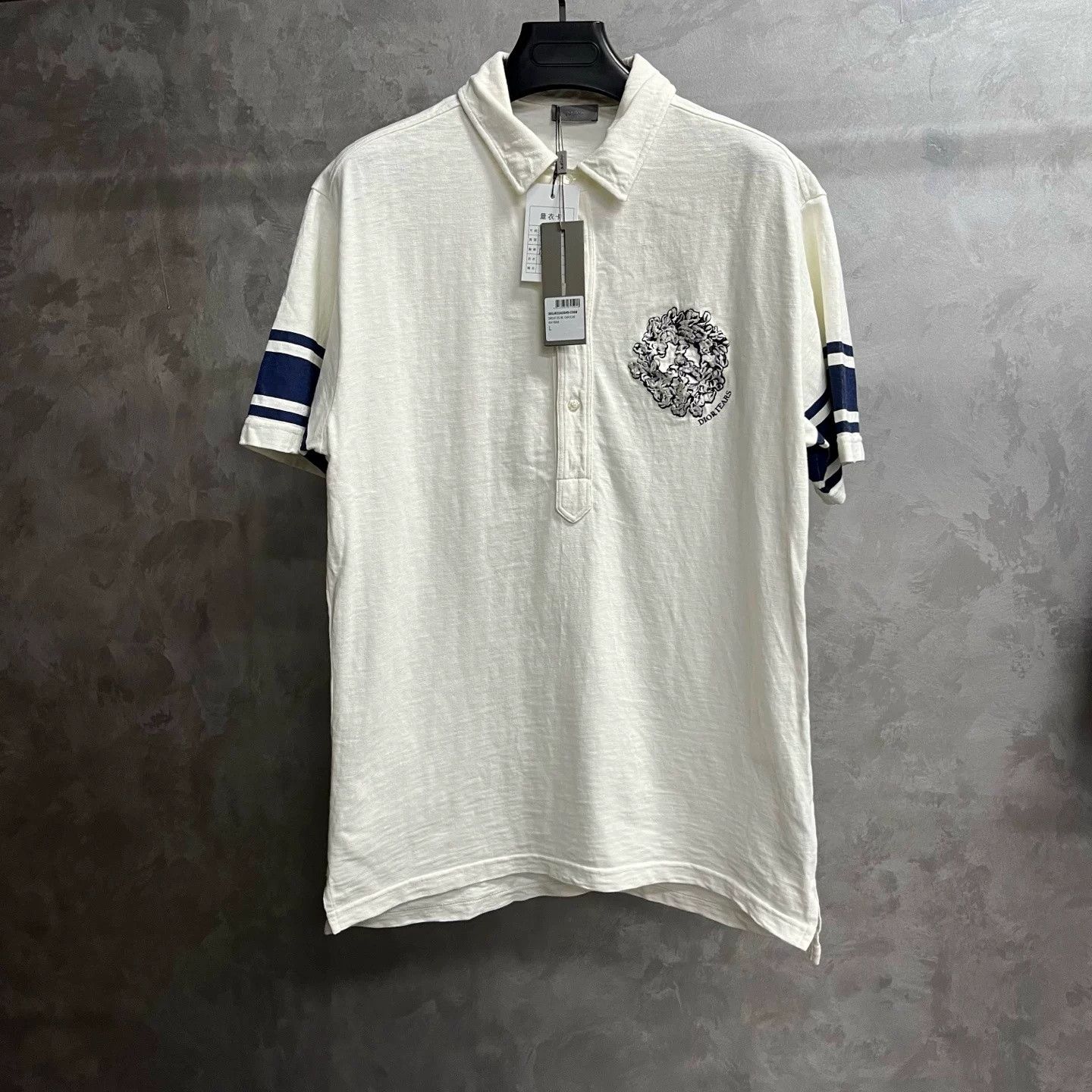 Dior Dior White Logo Print Short-Sleeve Polo Size US L / EU 52-54 / 3 - 1 Thumbnail