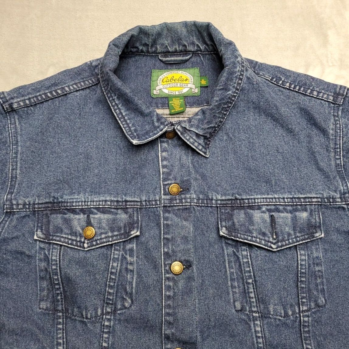 Vintage VINTAGE Cabela's Denim Jacket Men's XL Blue Trucker Work Casual Jacket Size US XL / EU 56 / 4 - 3 Thumbnail