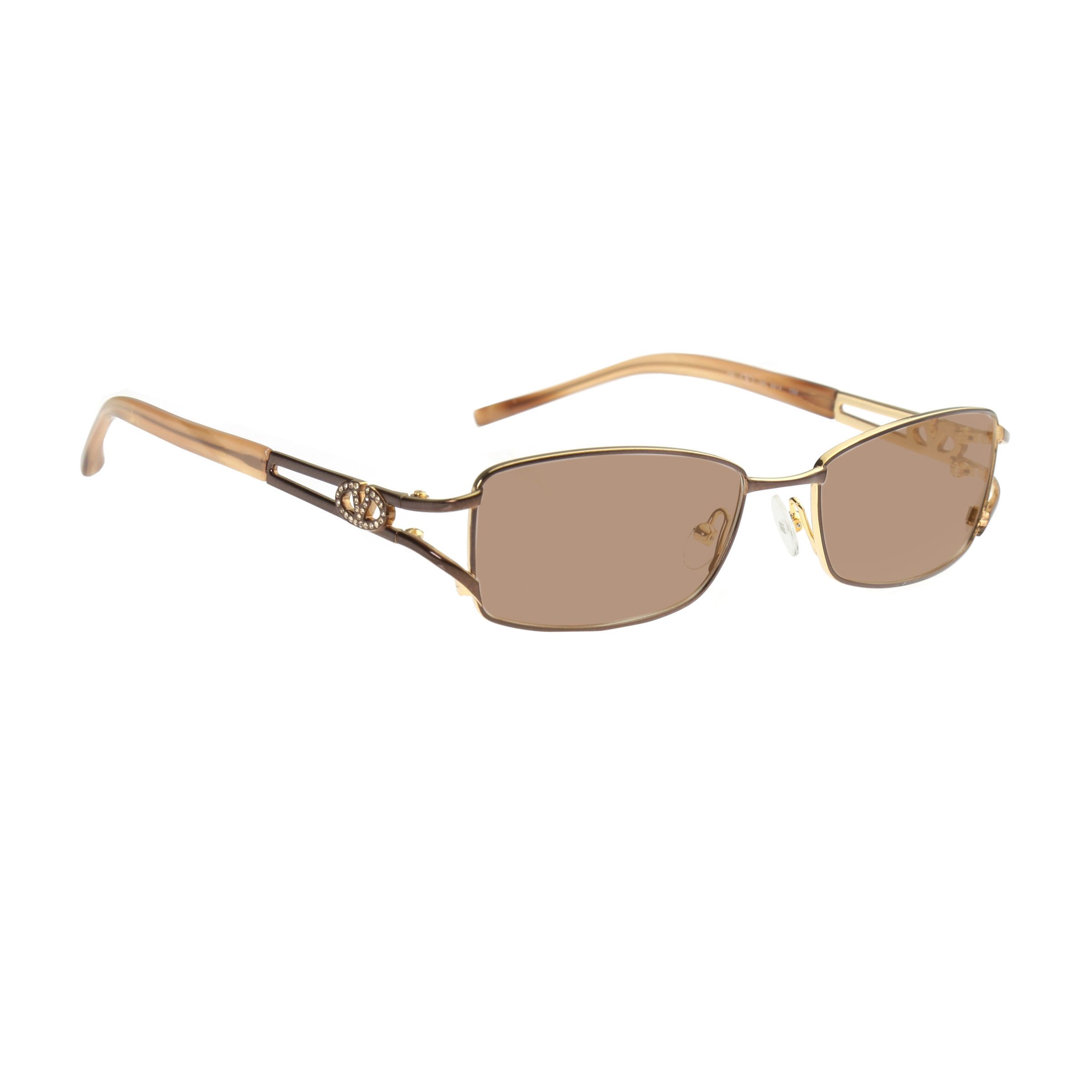 Valentino Valentino '90s Crystal Signature Rectangular Sunglasses Brwn Size ONE SIZE - 1 Thumbnail